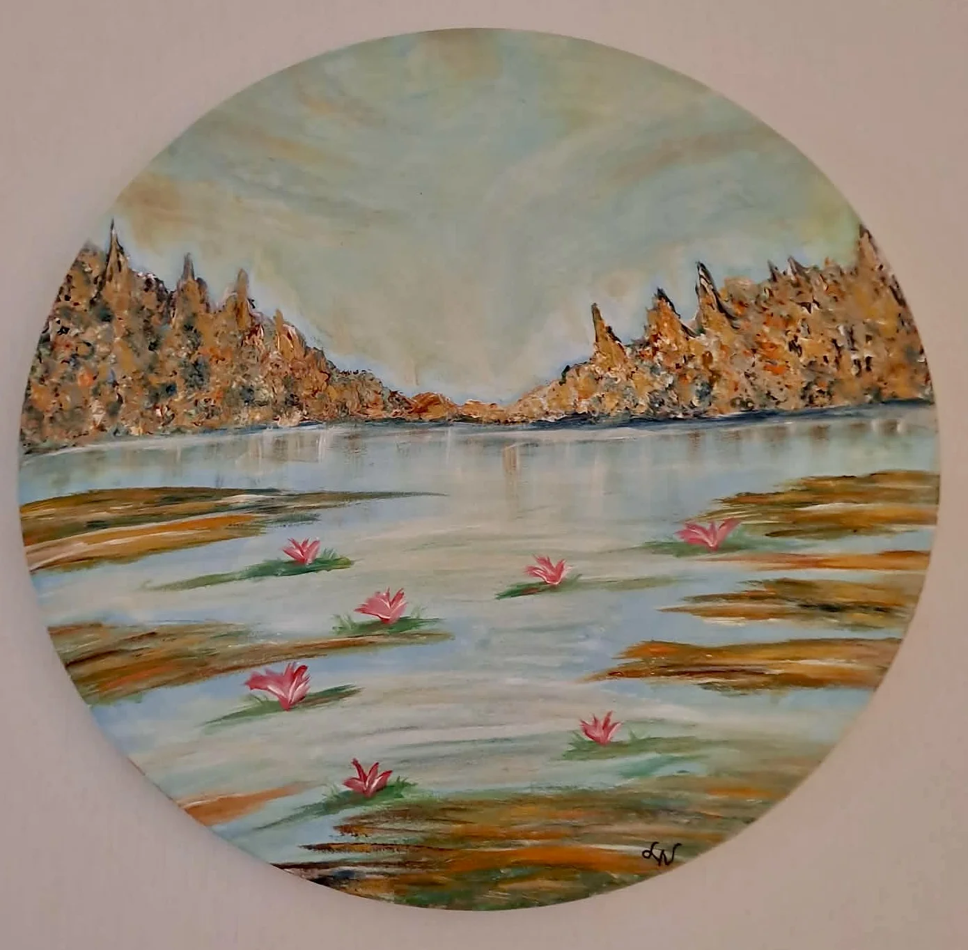 Akrylmålning Water lilies av Erlinda Nordh