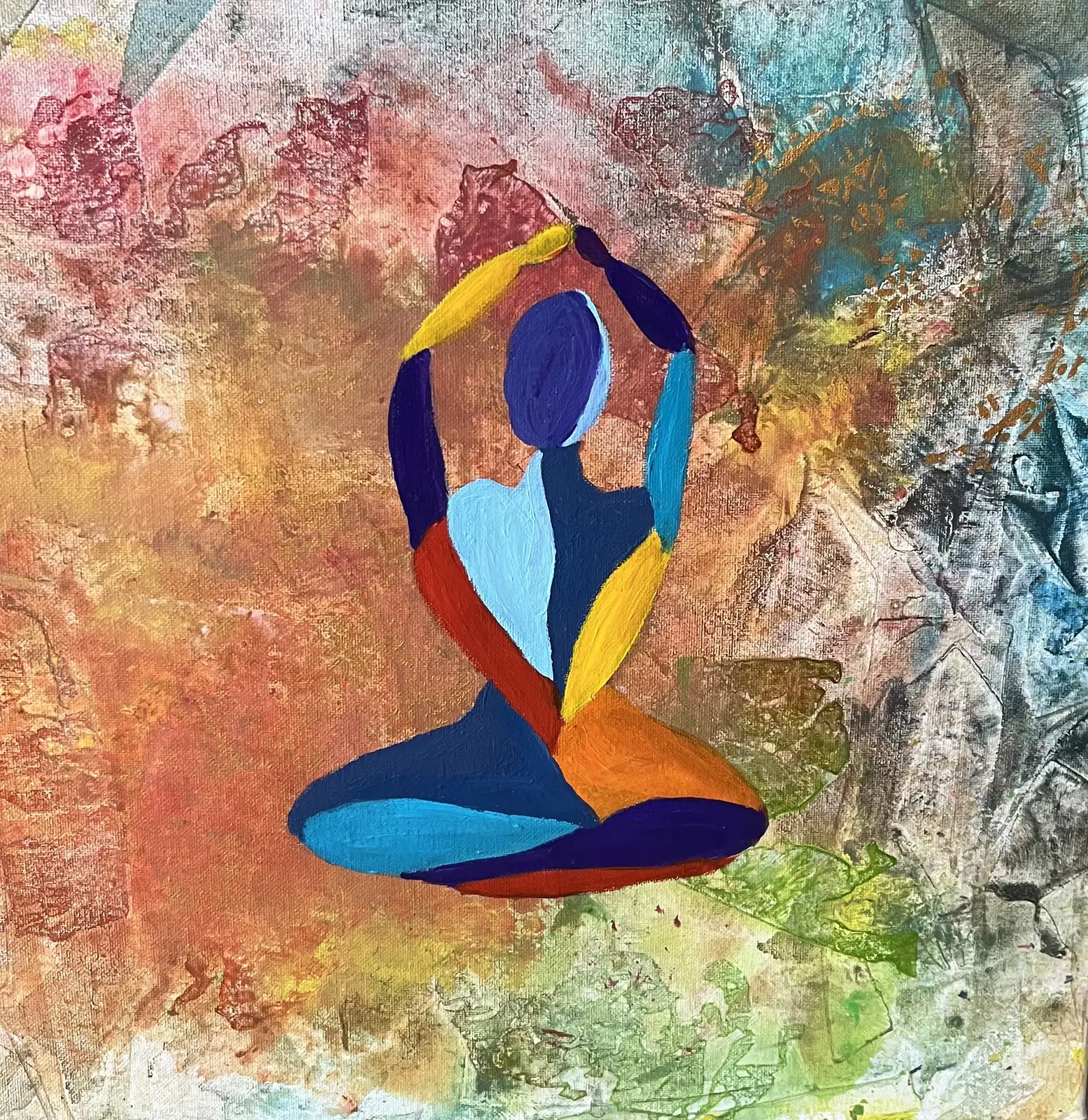 Akrylmålning Colorful Lotus av Amie Norrman Söderman