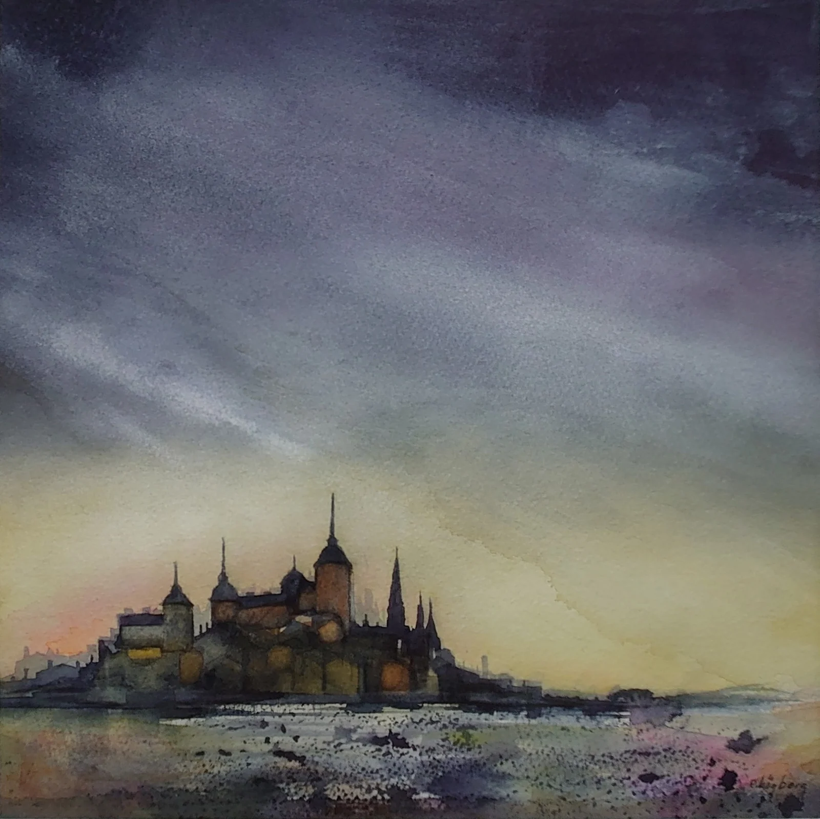 Akvarell Södervy av Eva Högberg