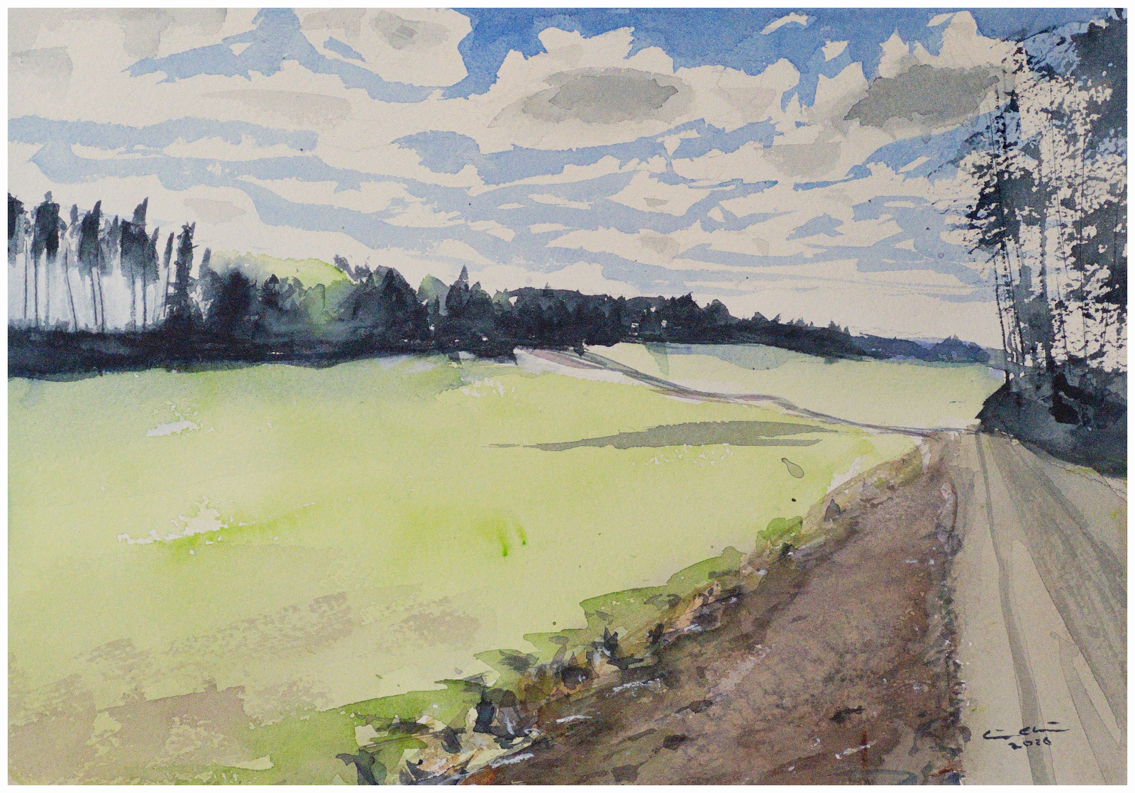 Akvarell Vårgrönskan av Göran Ekström