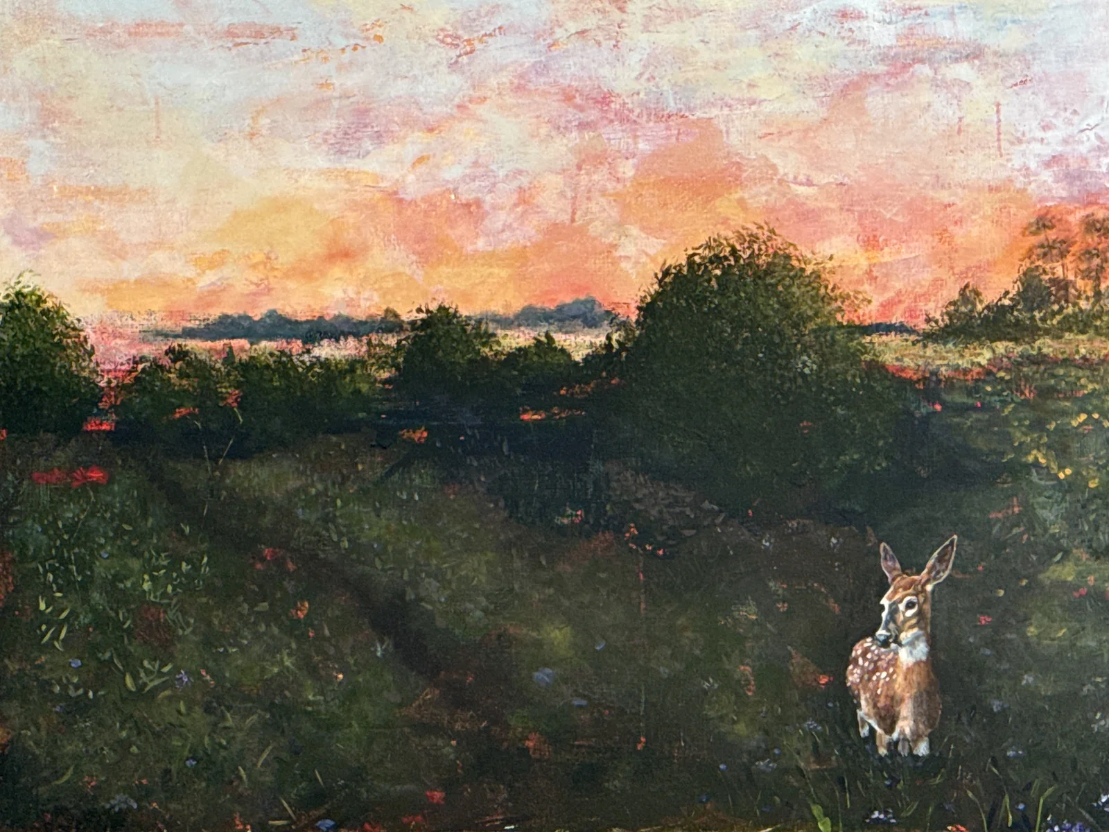 Oljemålning Hiding in the sunset av Marianne Dufva