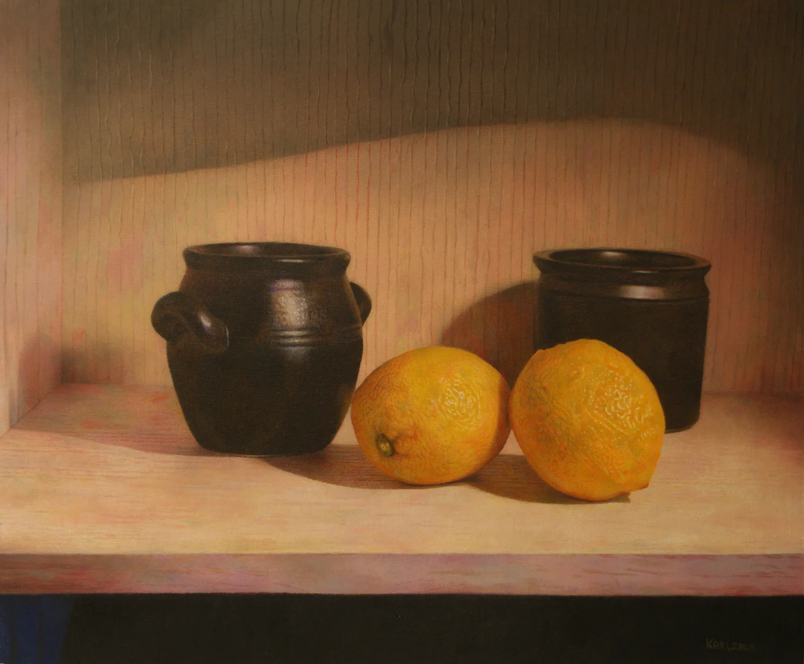 Oljemålning Lemons and jars av Målaren Karlsson