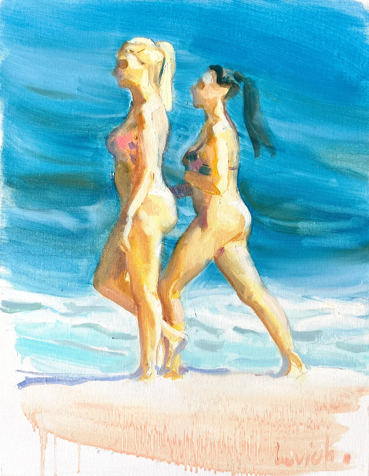 Oljemålning Girls av Alexander Levich