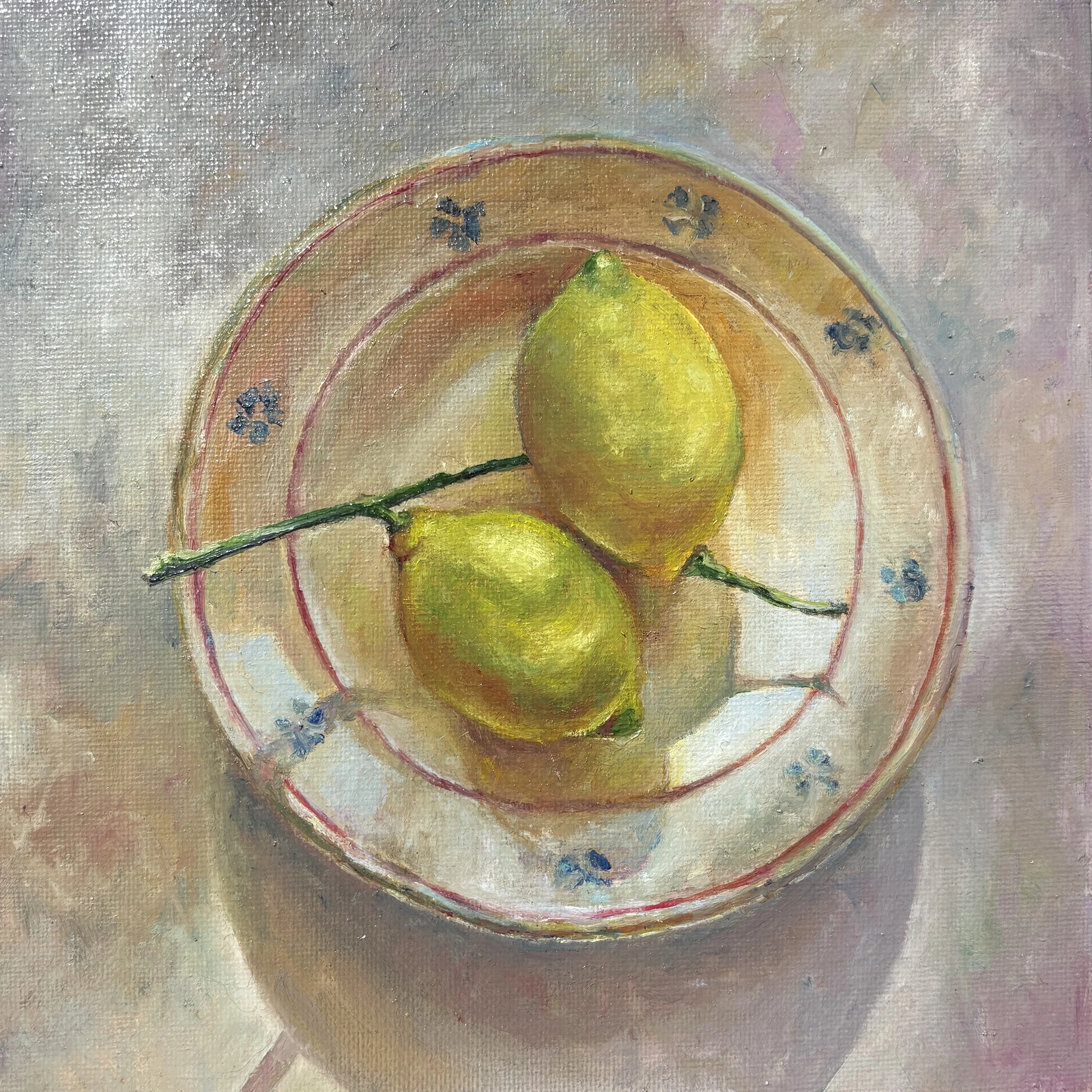 Oljemålning Lemons on the plate av Anastasiya Kostyuk