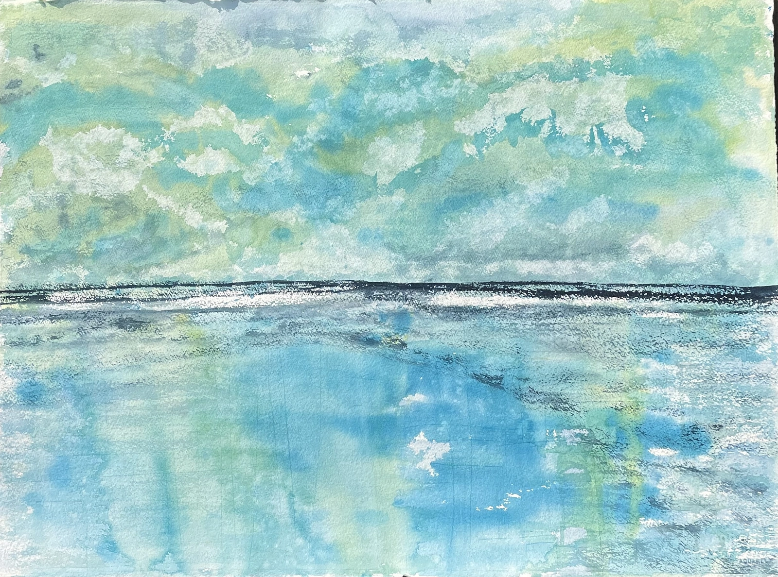 Akvarell Havet 2 av Lena Sjöberg