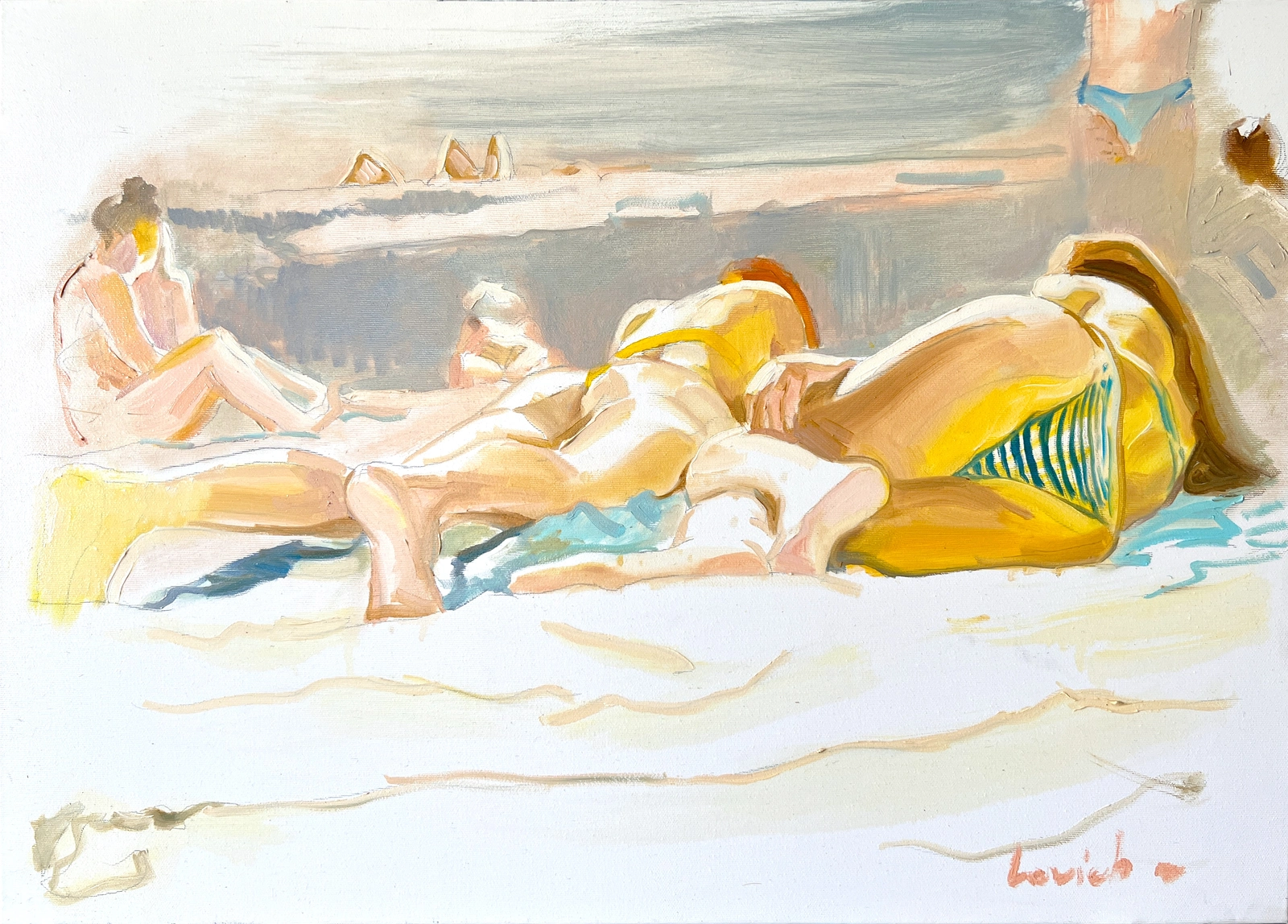Oljemålning Sunbathing av Alexander Levich
