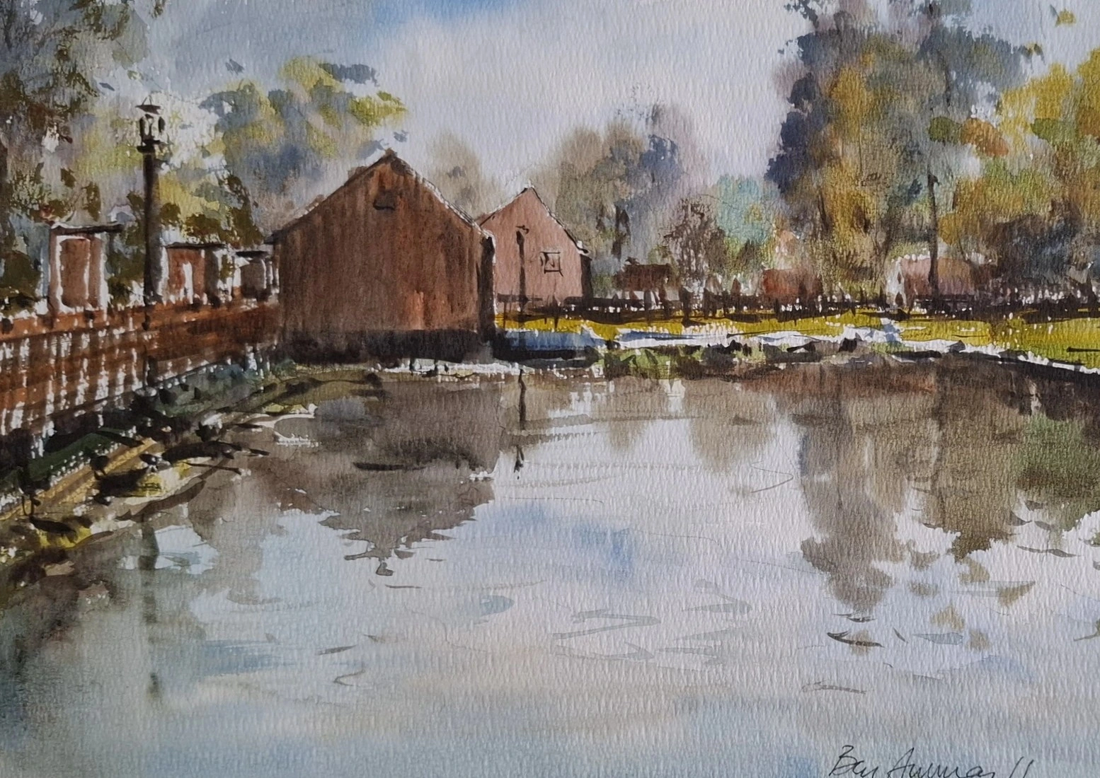 Akvarell Summer reflections ( en plein air) av Ben Ammar