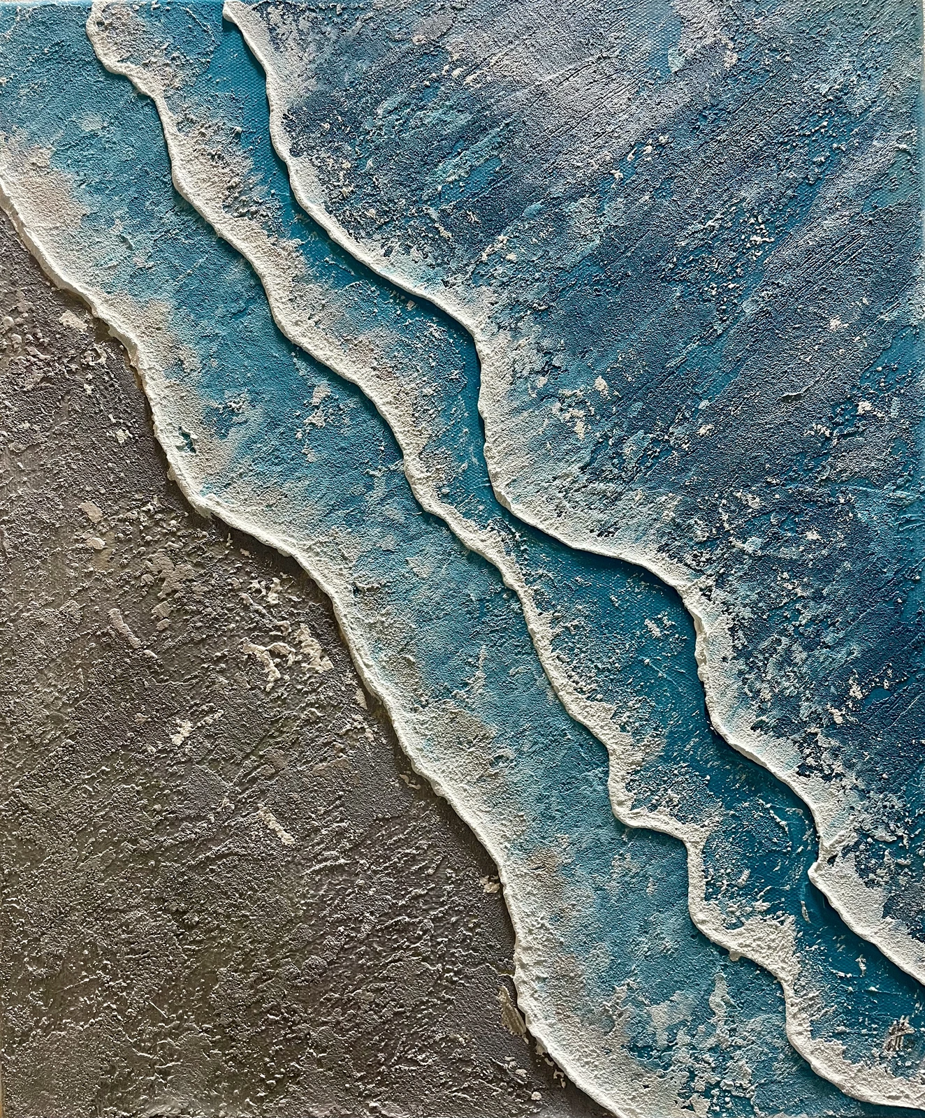 Akrylmålning Sand and Sea av Judit Hedelius