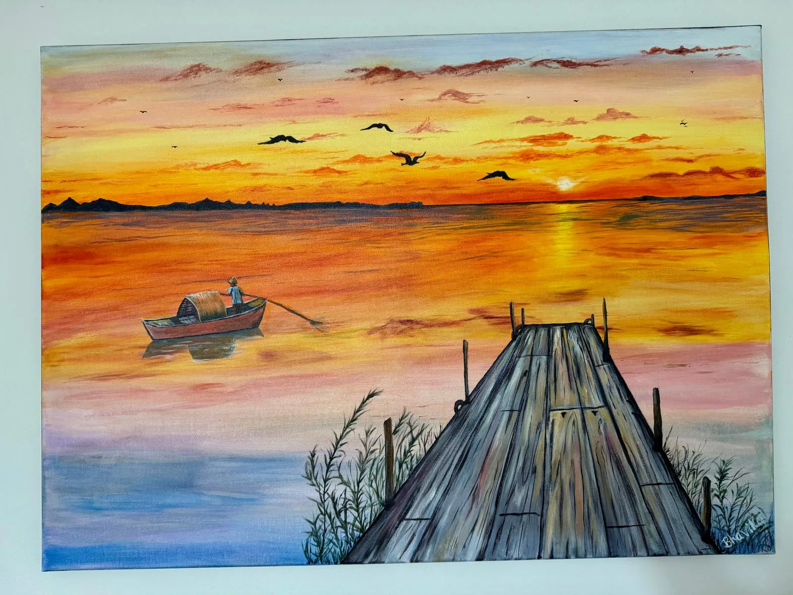 Akrylmålning The serene sunset av Bhavika Goel