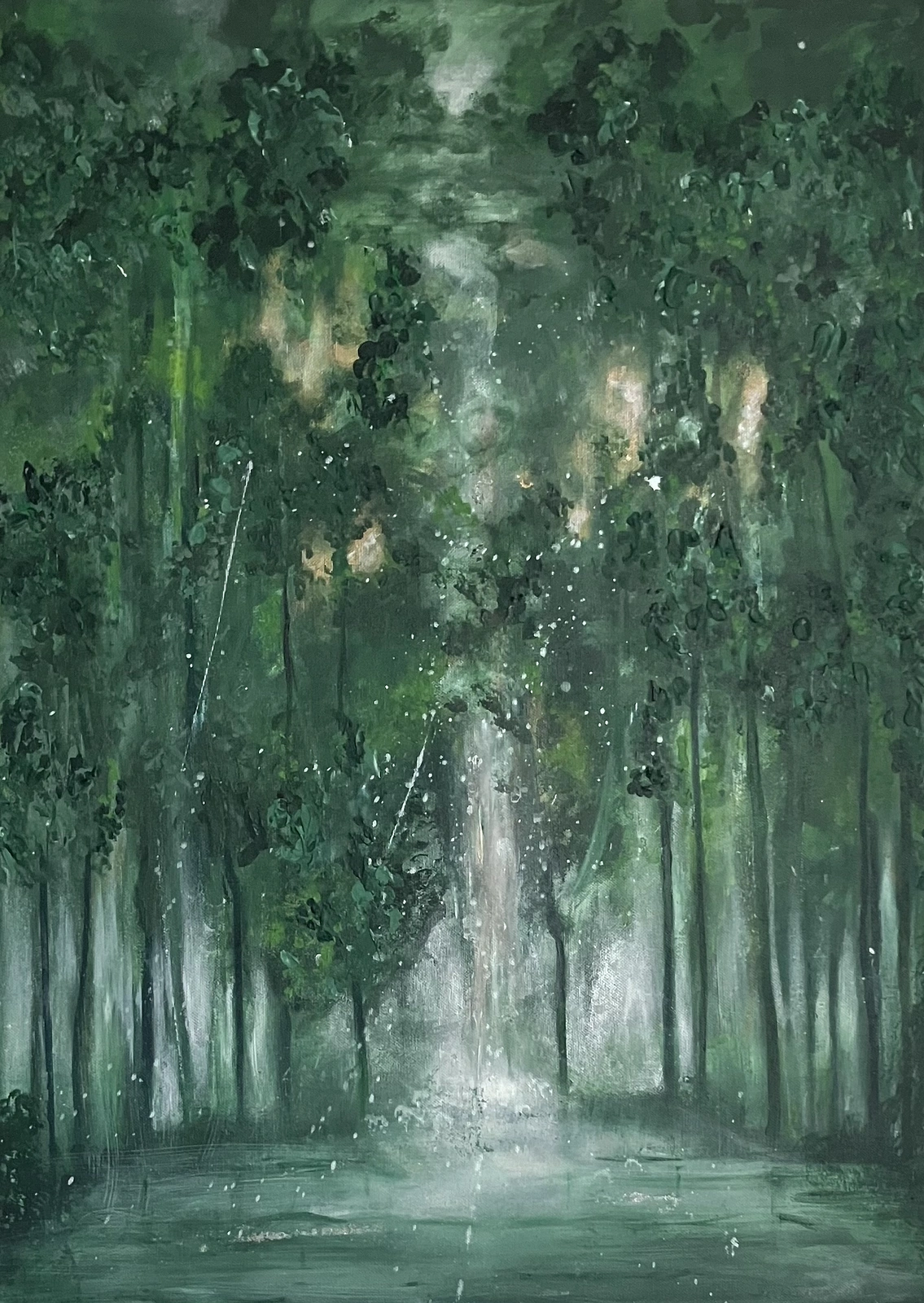 Akrylmålning Skogsbad av Rebecca Rohlin
