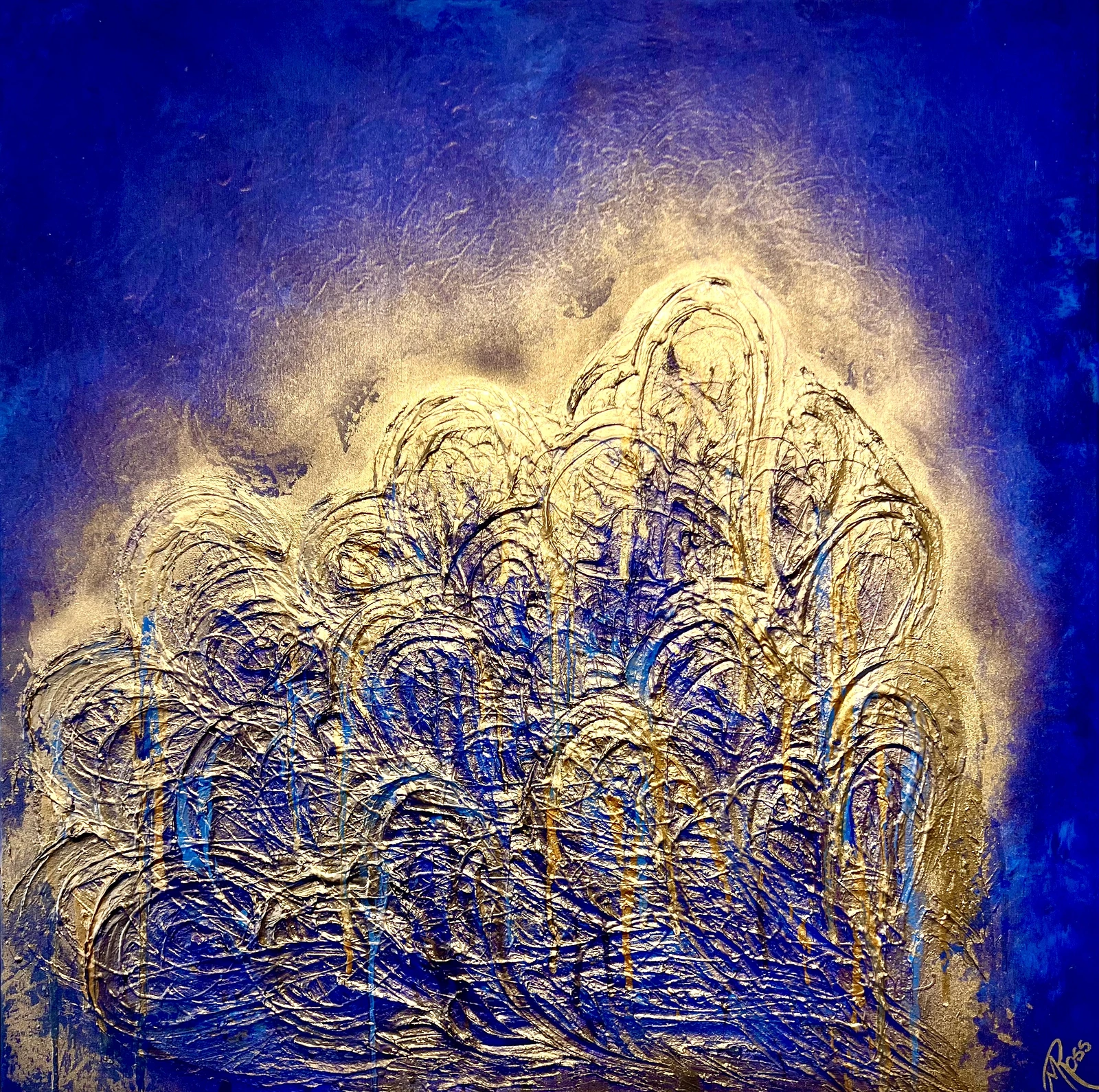Akrylmålning Heart of Gold av Mette Ross