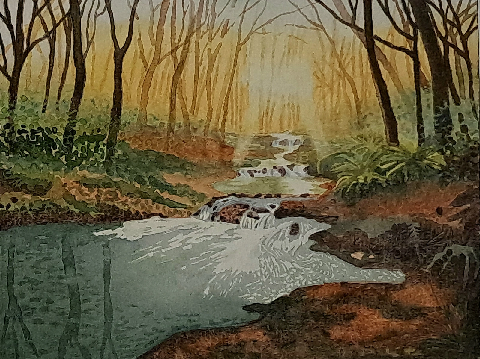 Akvarell Below the trees av Catharina Engberg