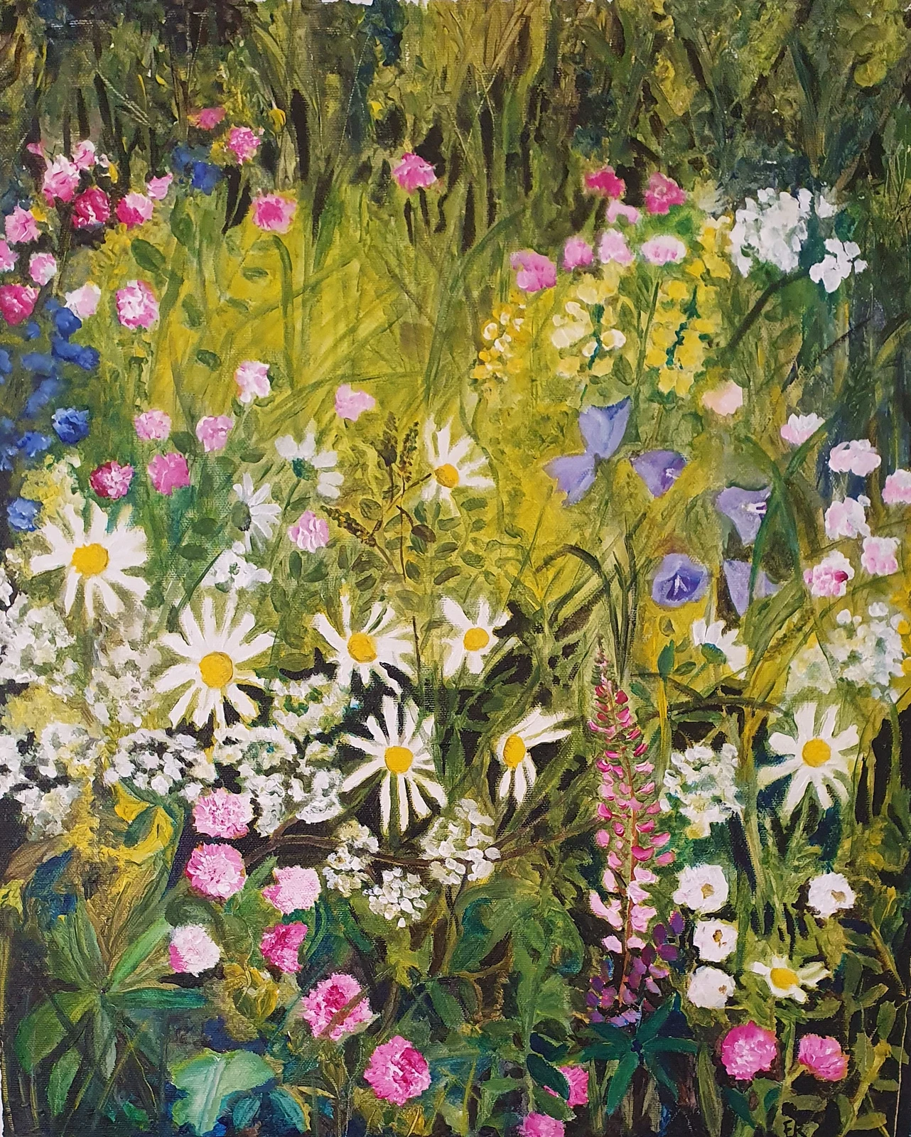 Akrylmålning Midsommar av Ewa Rönnberg