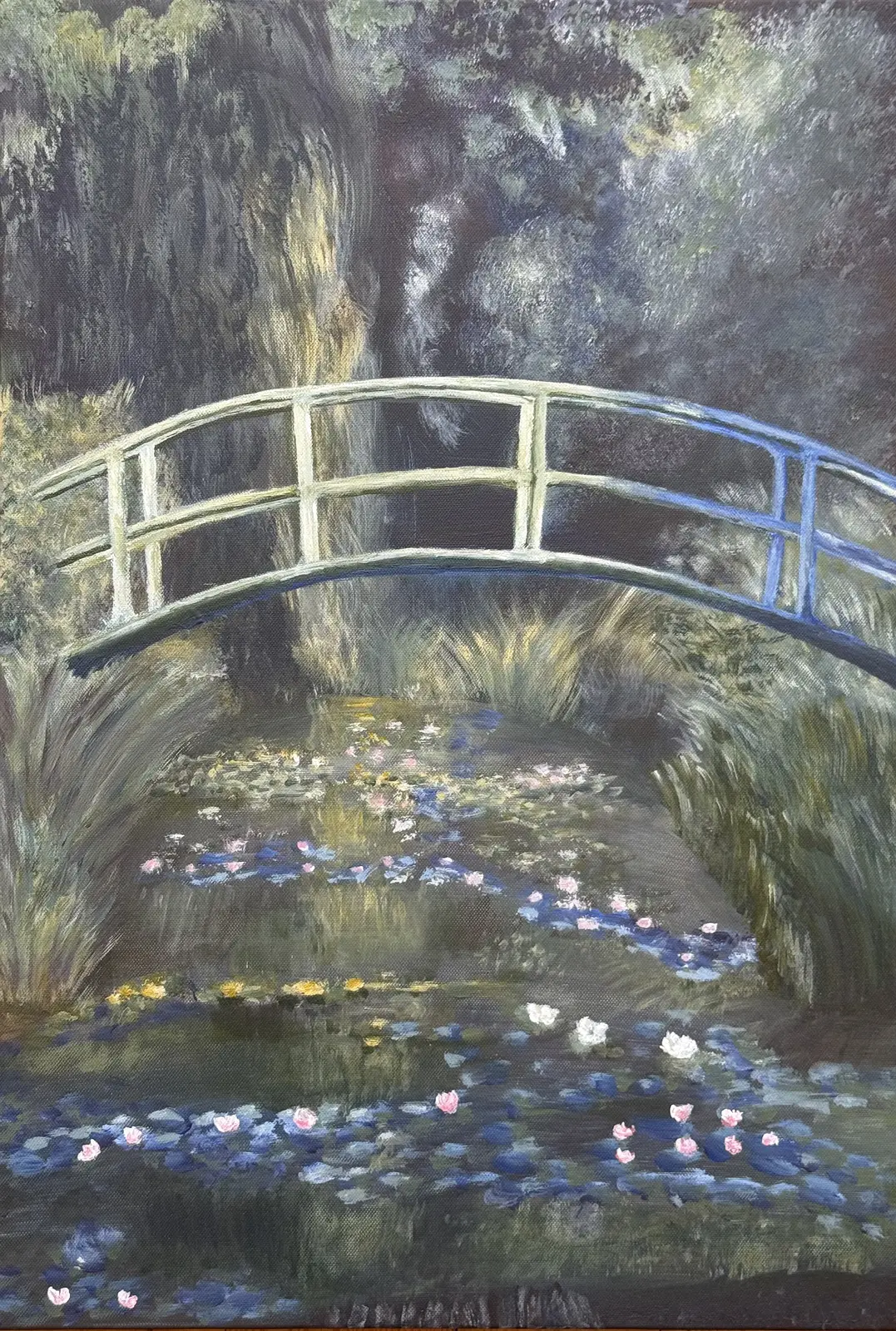 Akrylmålning Tolkning av Japanska bron, Monet av Sarah Santesson