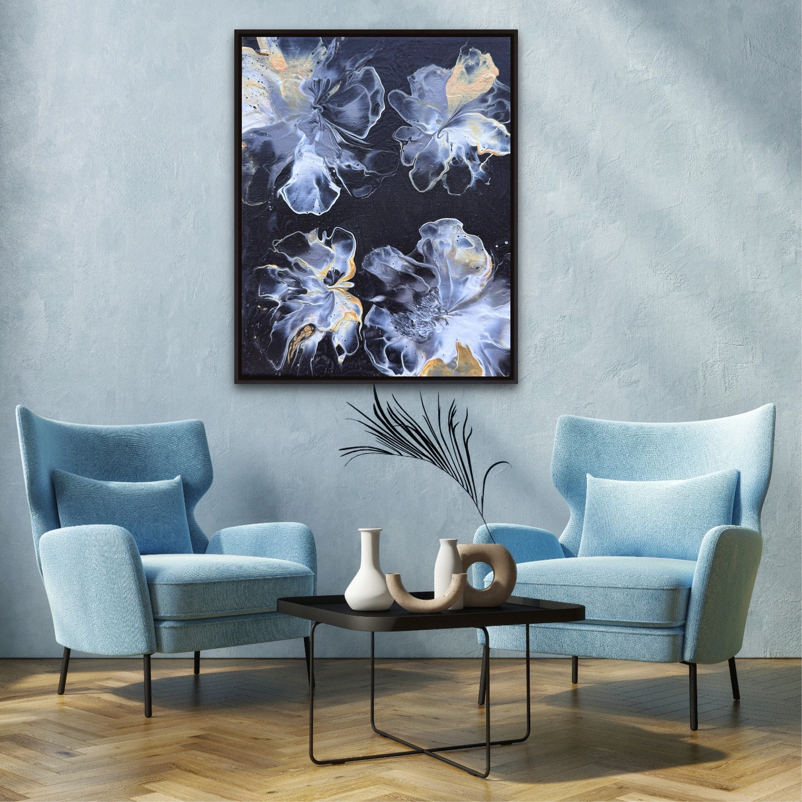 Akrylmålning Frozen Bloom av Marita Styrlander