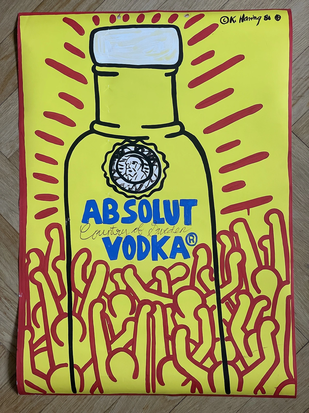AFFISCH, Offsettryck, Absolut Vodka, Country of Sweden, Keith Haring, 86. av Patric Johansson