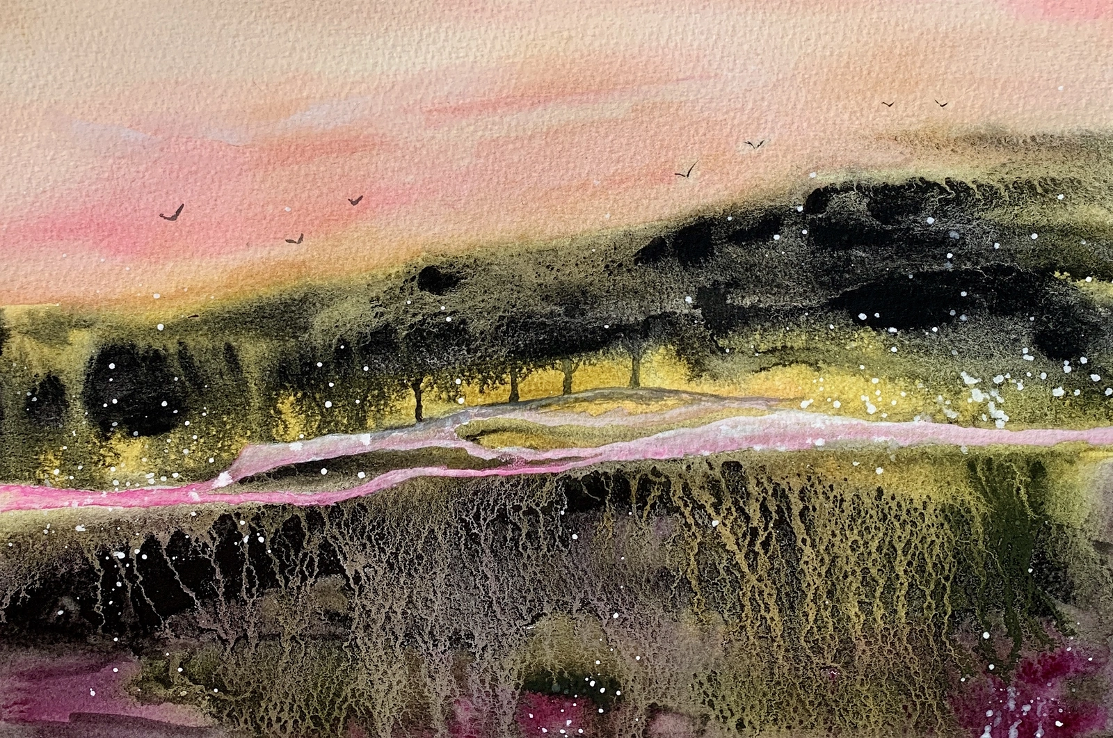Akvarell Rows of trees. av Annelie Wadin
