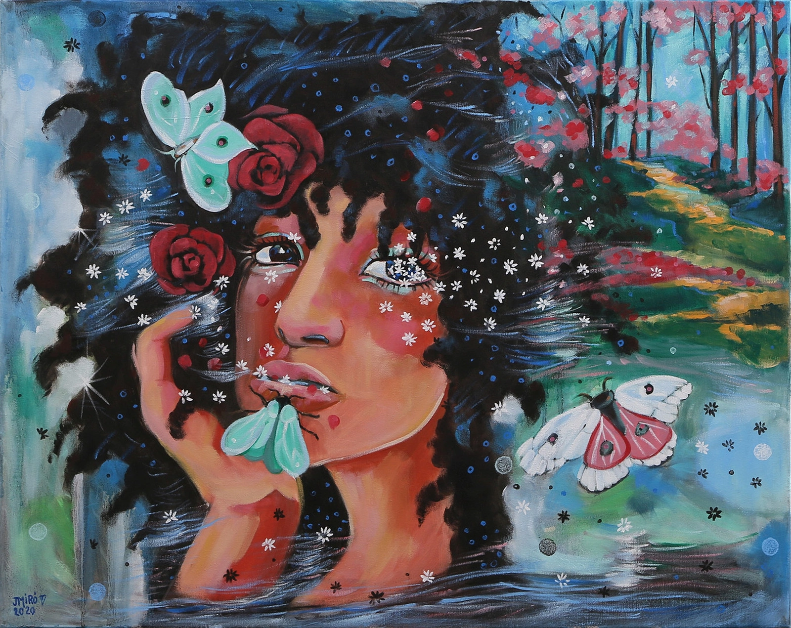 Oljemålning Look to the bright side of life av Judith Miró Rodriguez