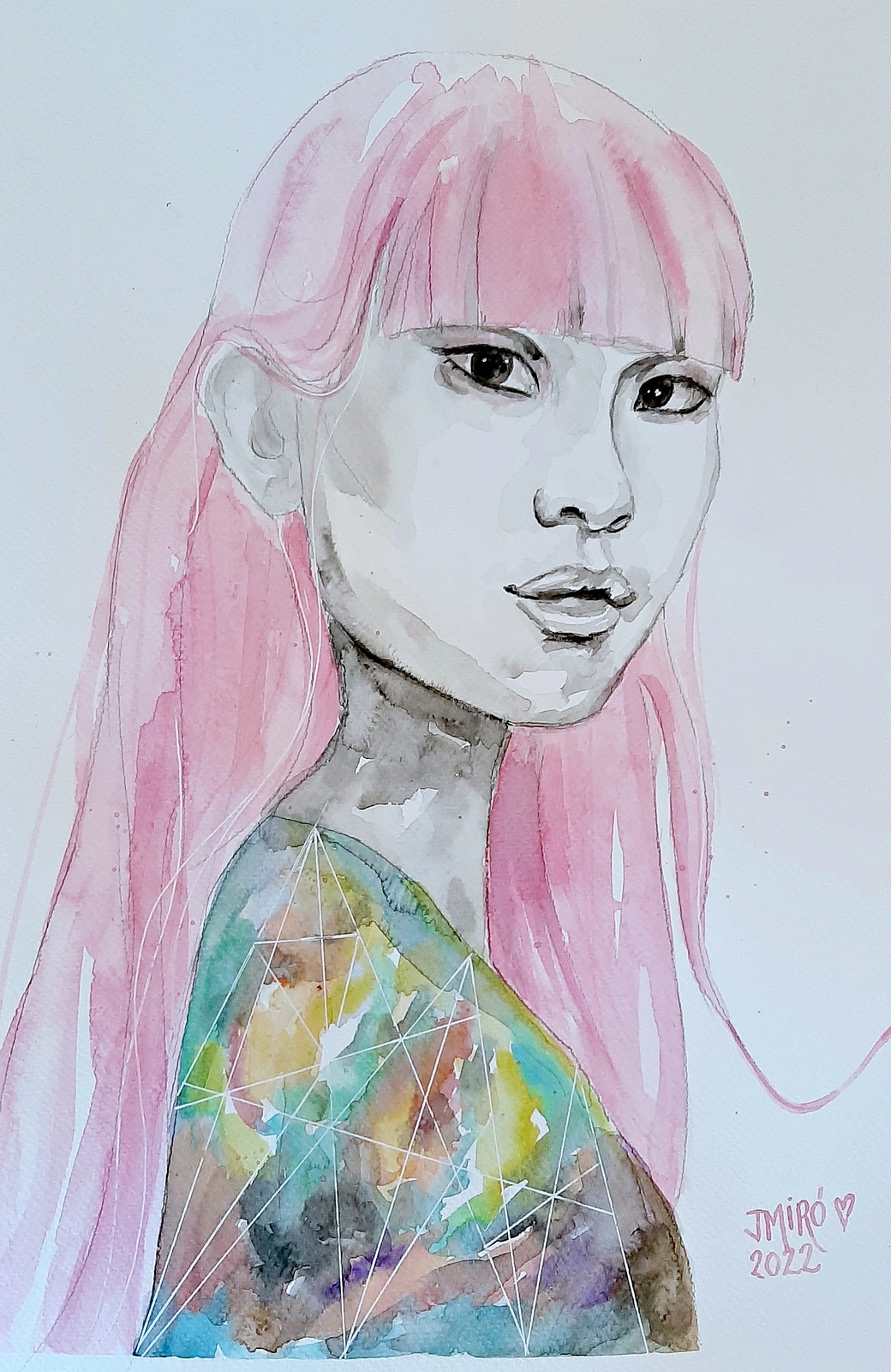 Akvarell Portrait av Judith Miró Rodriguez