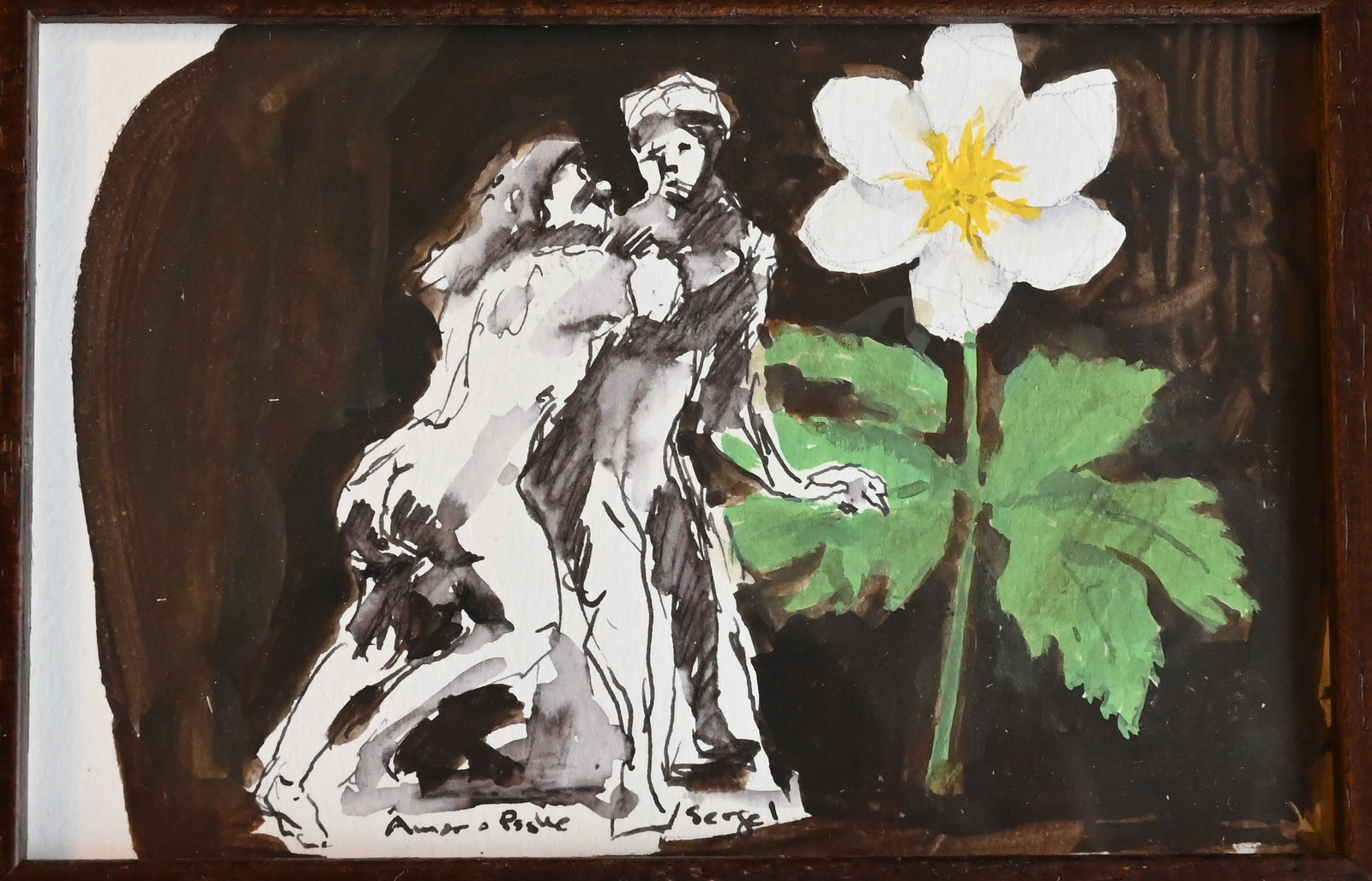 Amor och Psyke med vitsippa av Per Kornhall