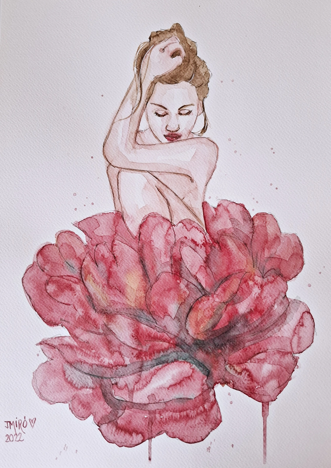 Akvarell Rose av Judith Miró Rodriguez