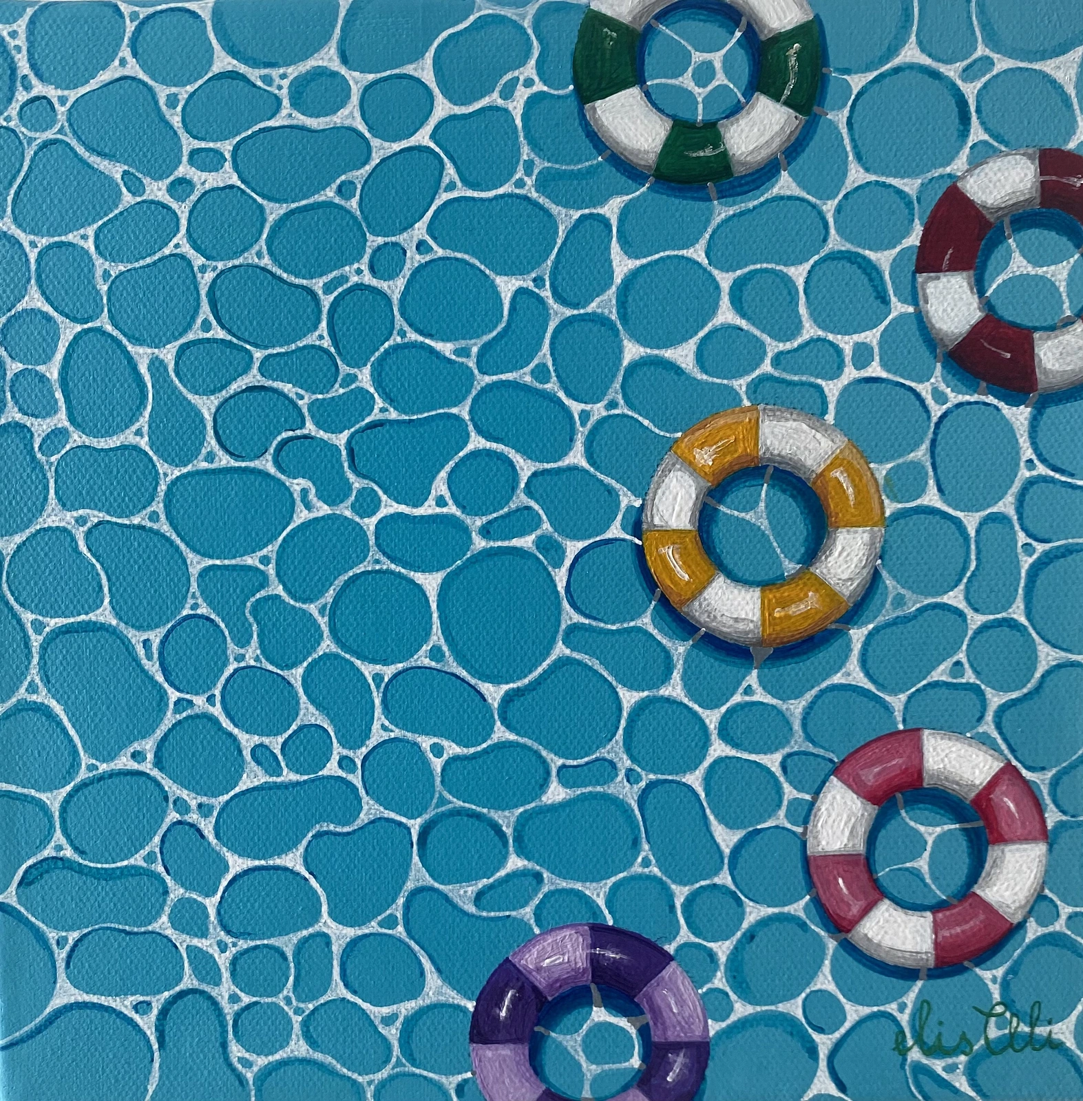 Akrylmålning Pool Vibes av Elis Ali