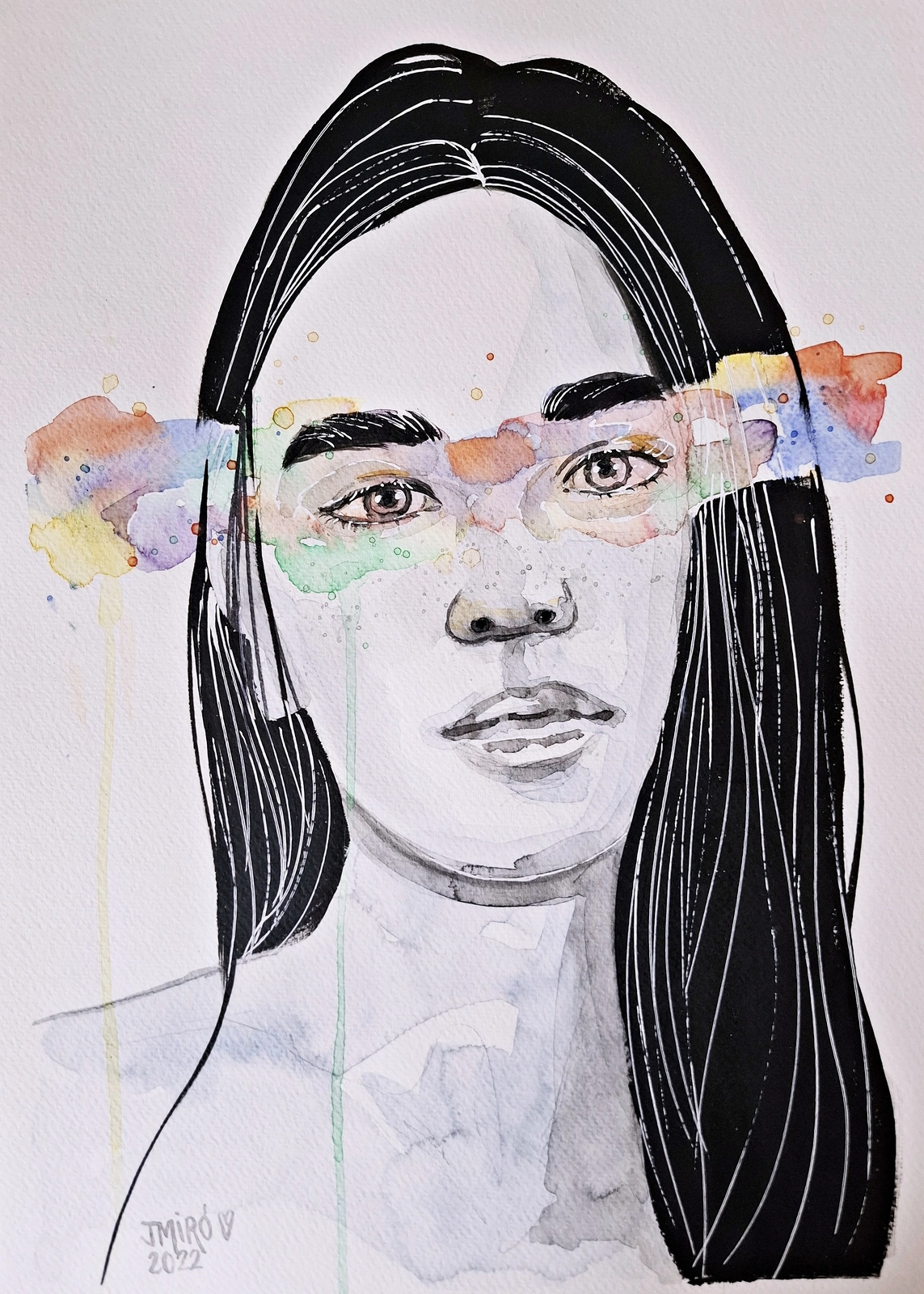 Akvarell Portrait av Judith Miró Rodriguez