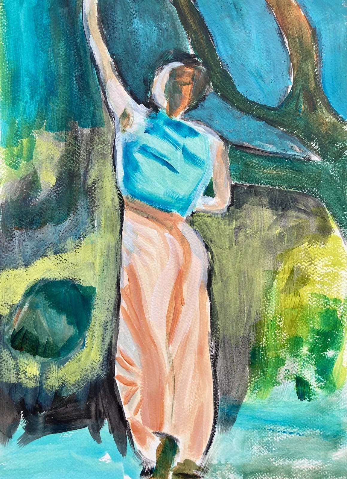 Akrylmålning Kubb, triptyk del tre av Anna Frenning