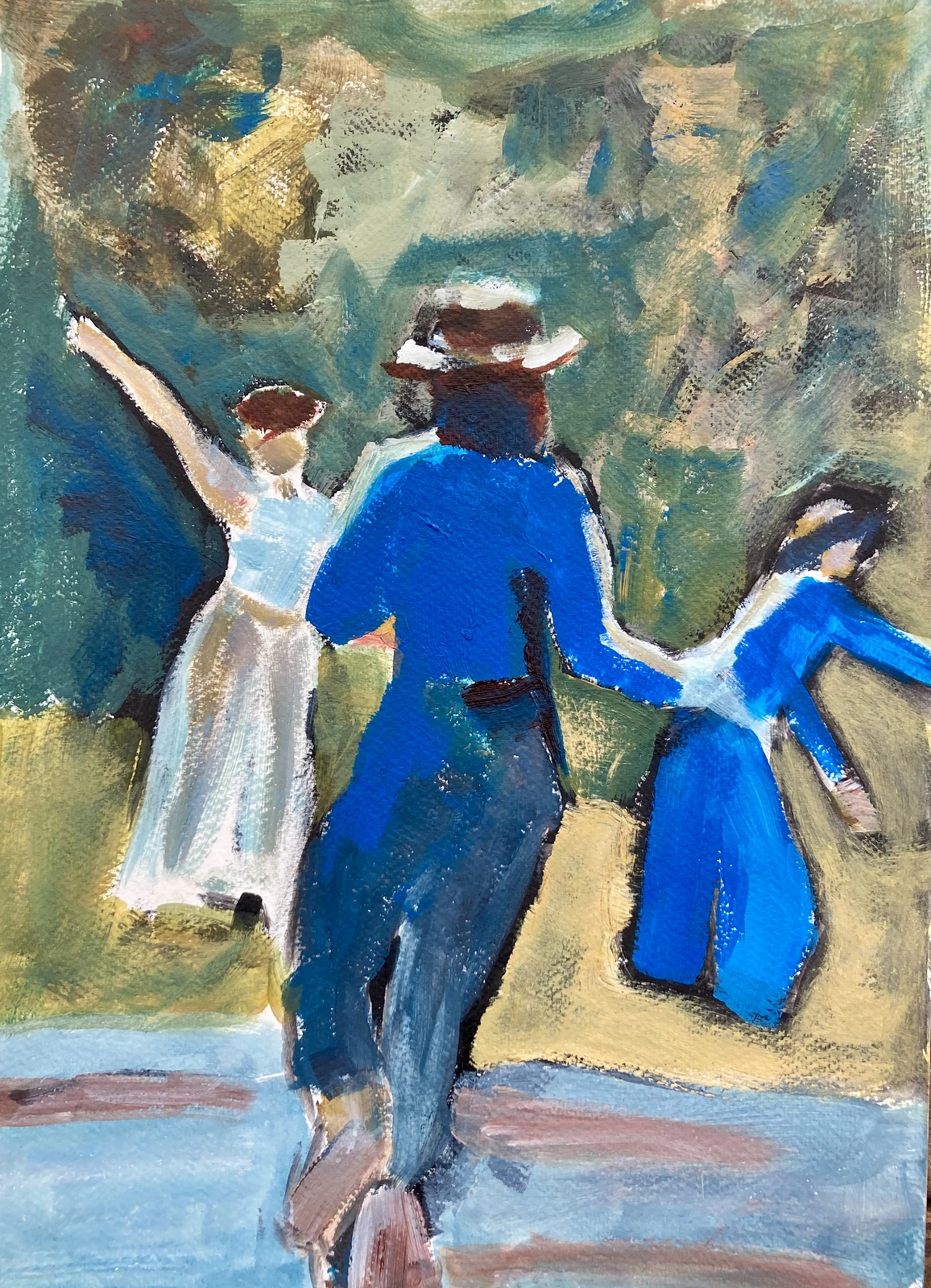 Akrylmålning Kubb, triptyk del två av Anna Frenning