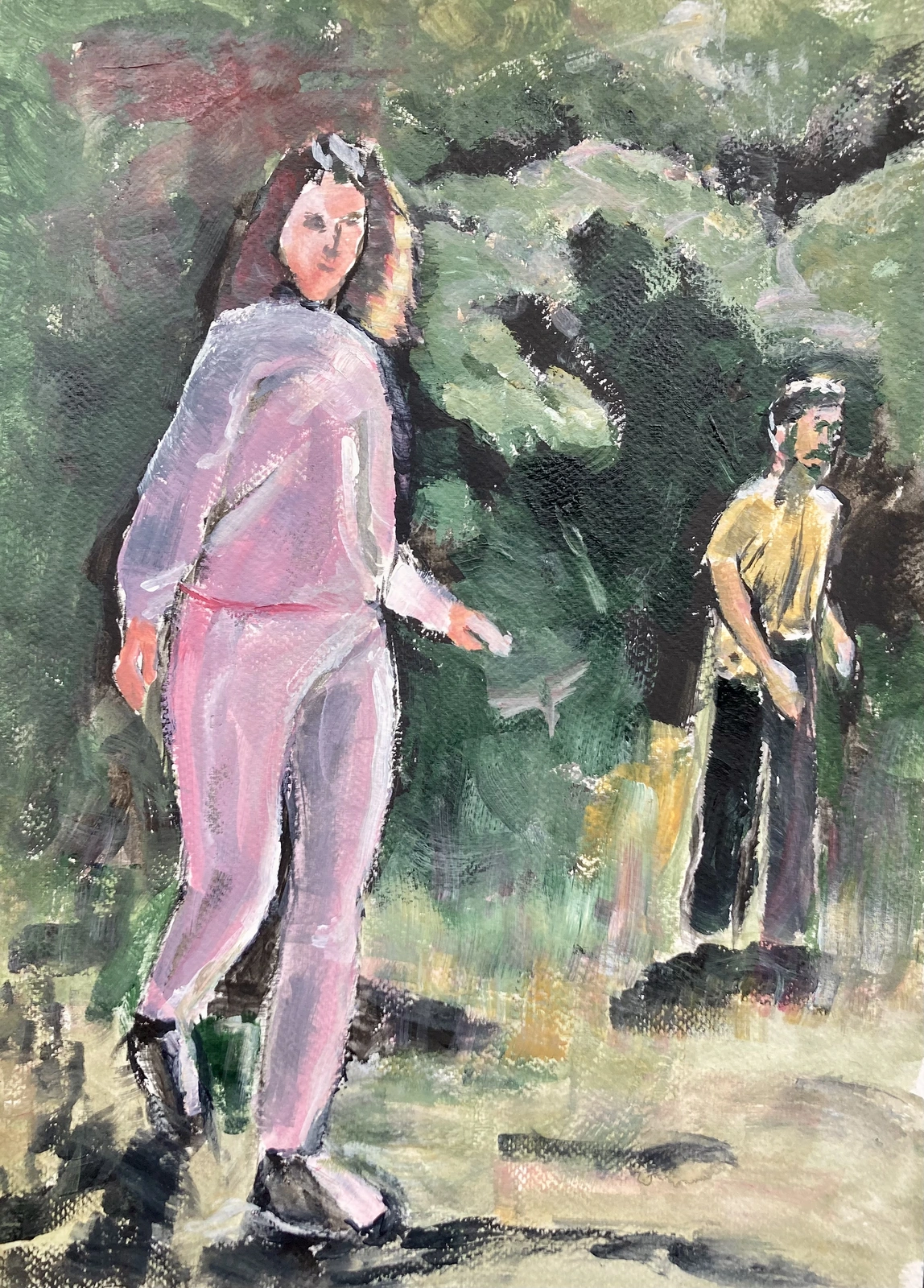 Akrylmålning Kubb, triptyk del ett av Anna Frenning