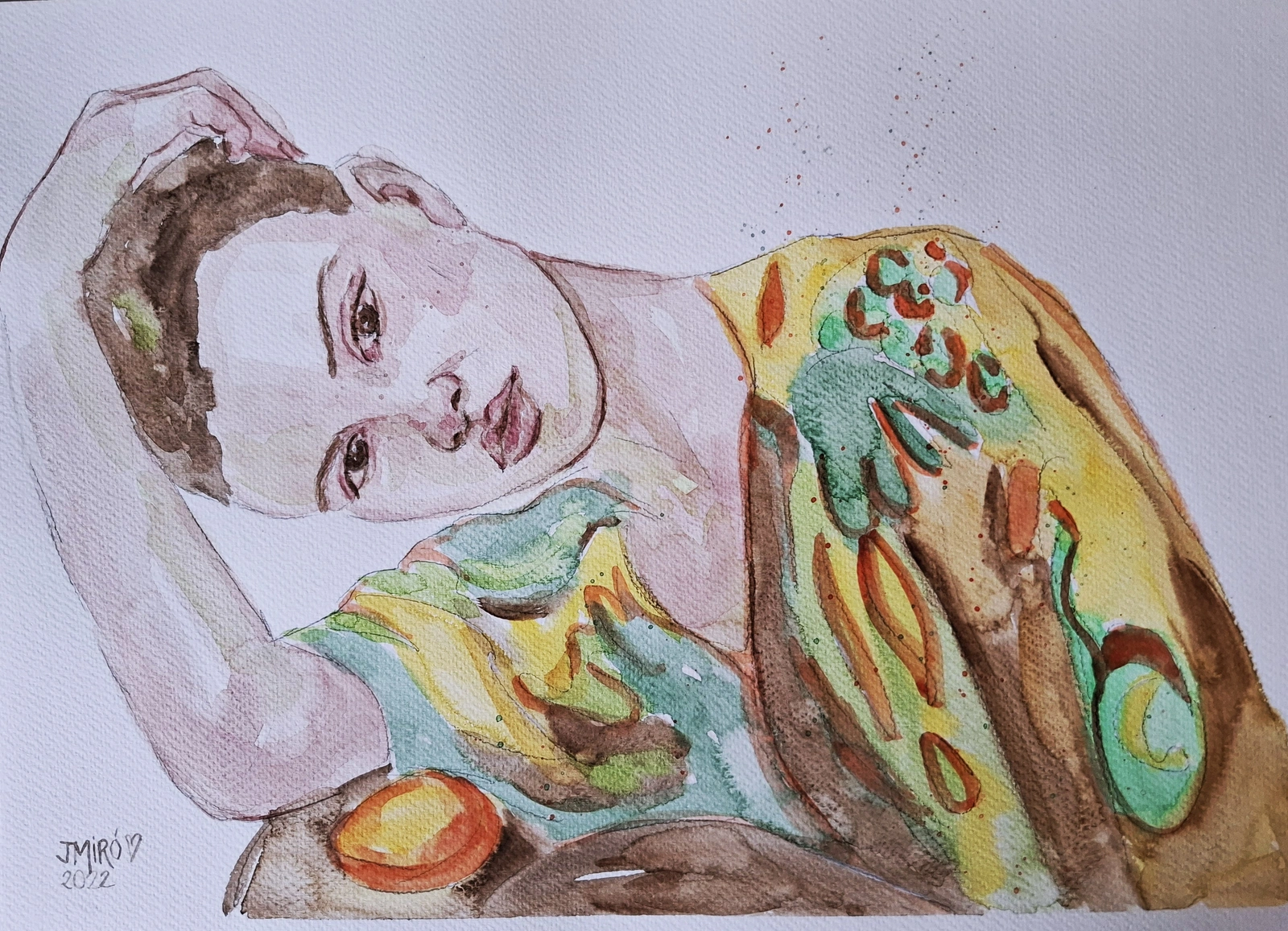 Akvarell Portrait av Judith Miró Rodriguez