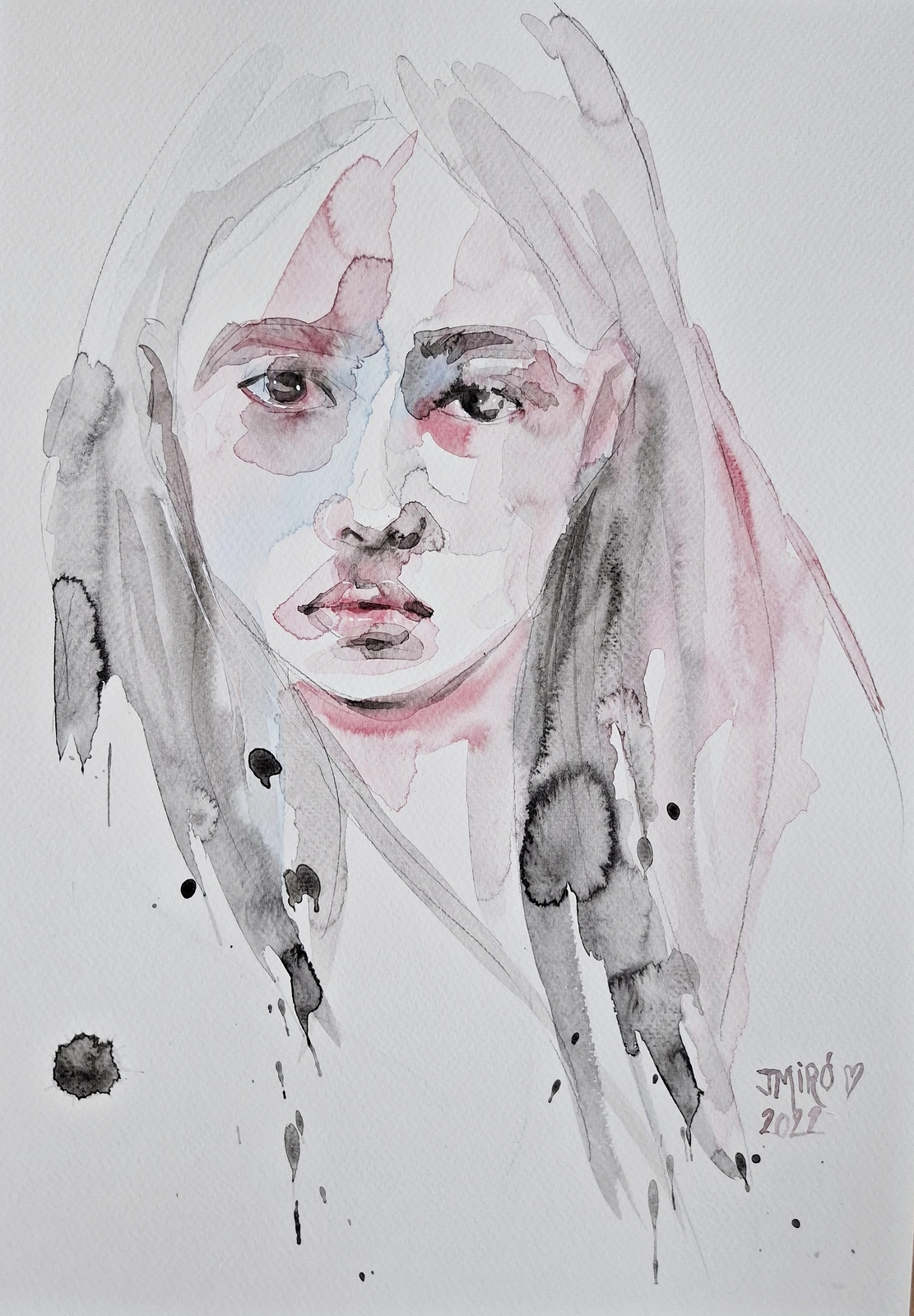 Akvarell Portrait av Judith Miró Rodriguez