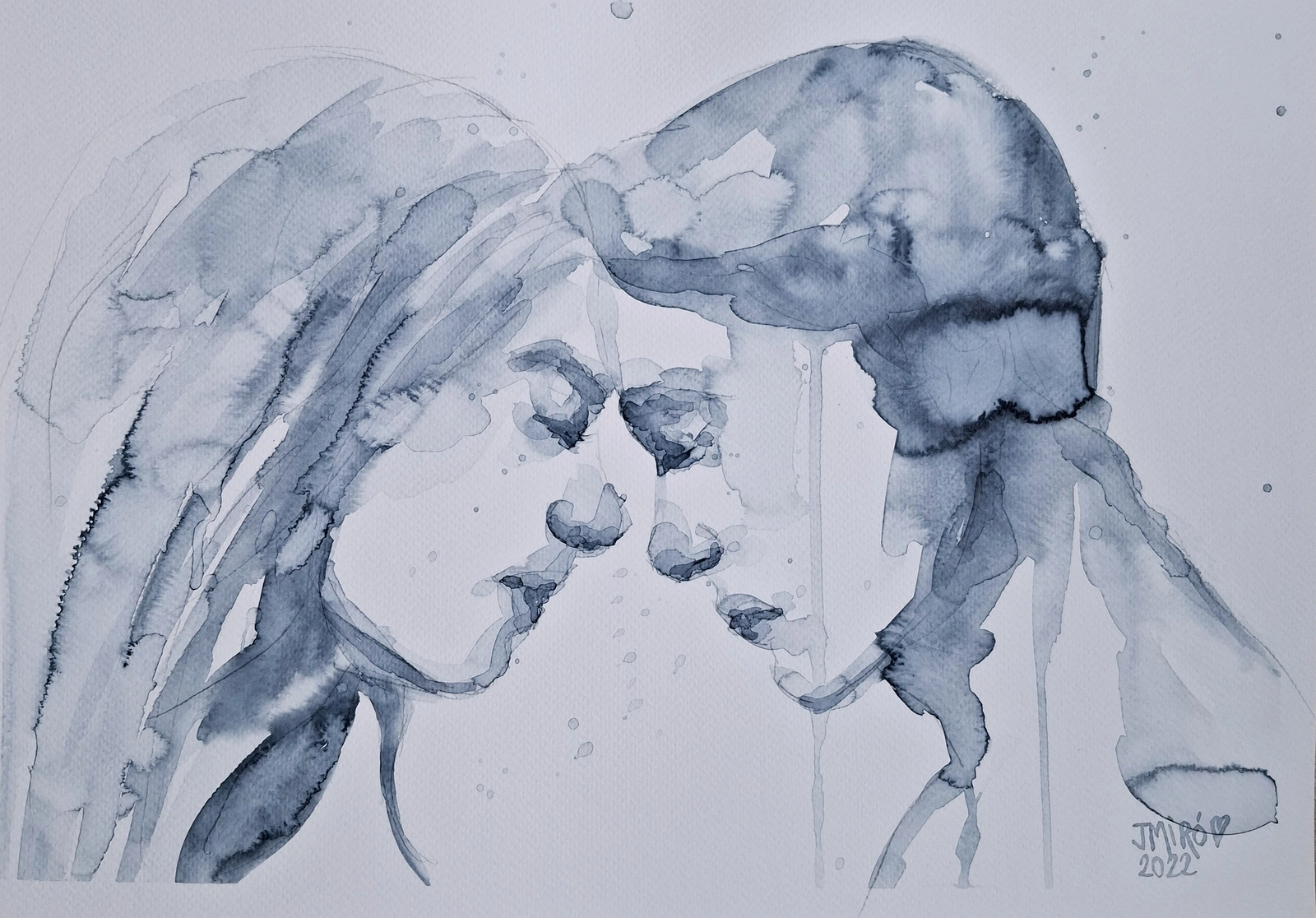 Akvarell Soulmates av Judith Miró Rodriguez