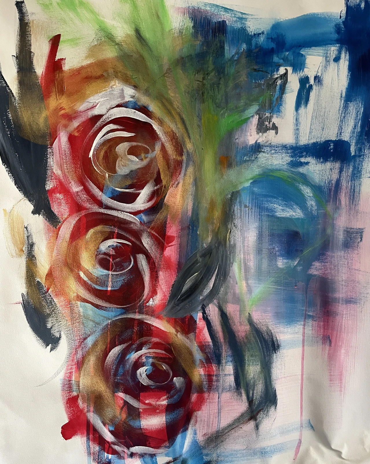 Akrylmålning Abstract Roses av Amie Norrman Söderman