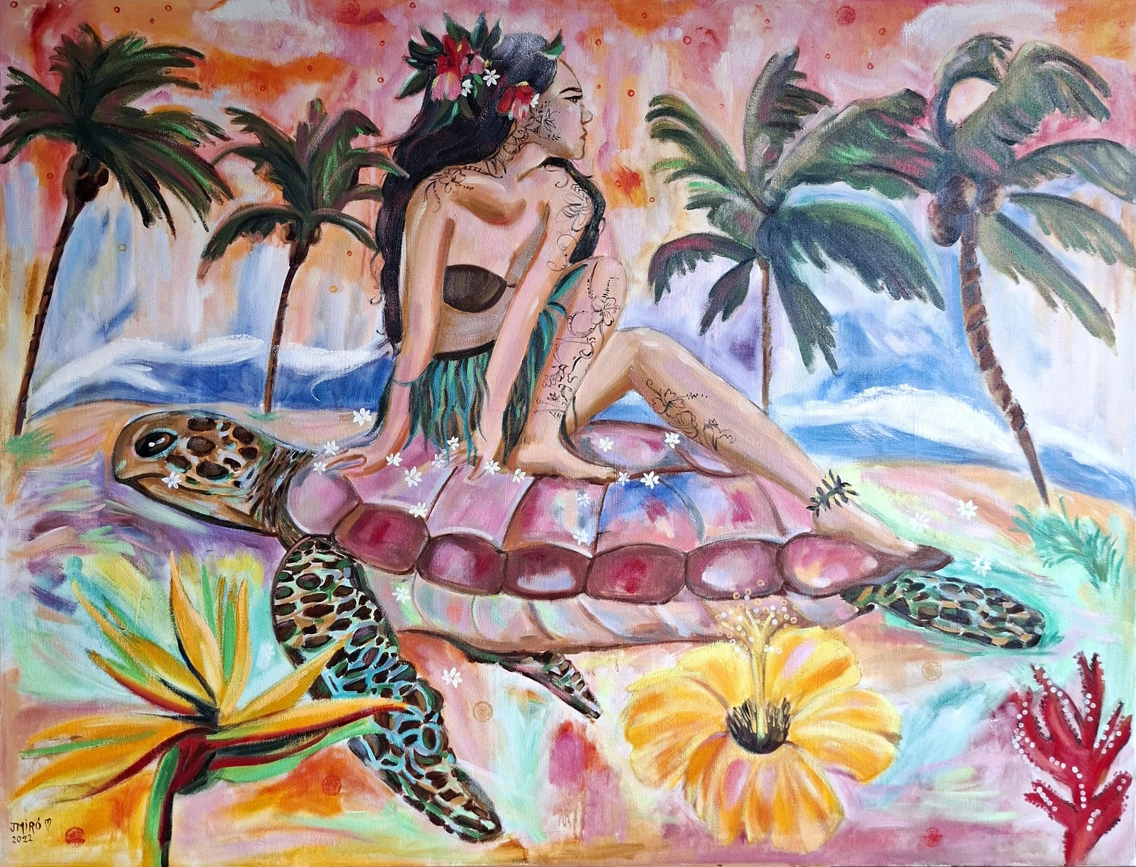 Oljemålning Take me far away (la isla bonita) av Judith Miró Rodriguez