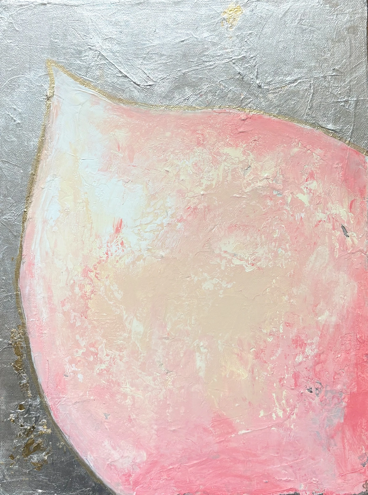 Akrylmålning Petals - pink & silver I av Lee Seger