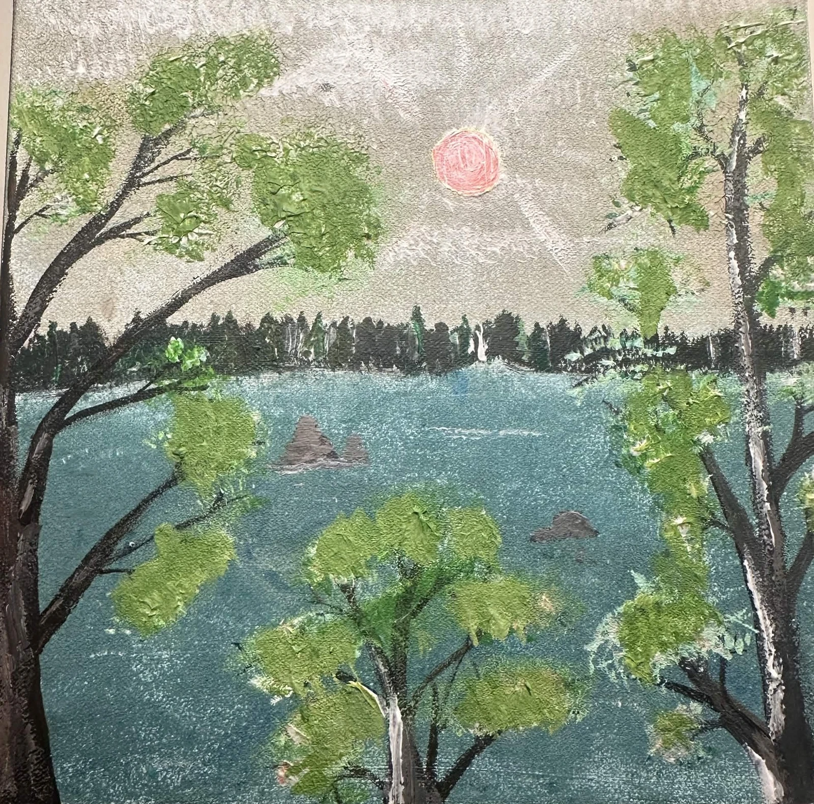 Akrylmålning Mellan regn och sol av Kia Berg