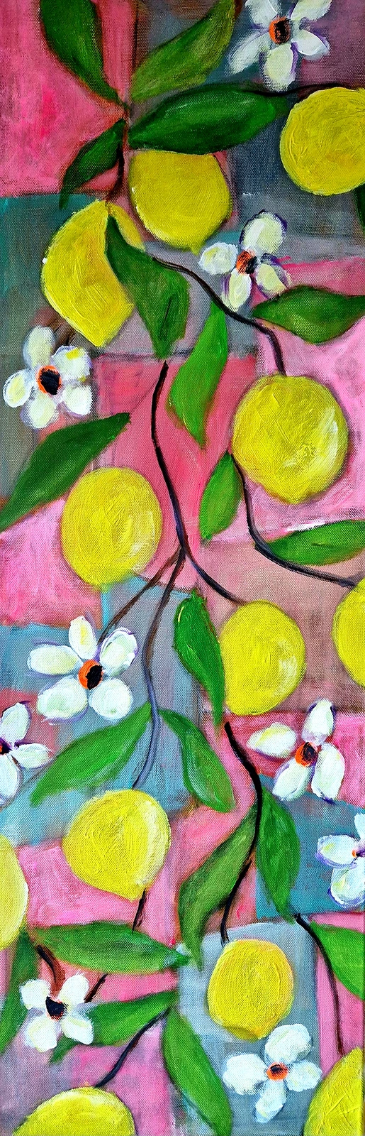 Akrylmålning Citroner-2 av Birgitta Jonsson Bijon Art