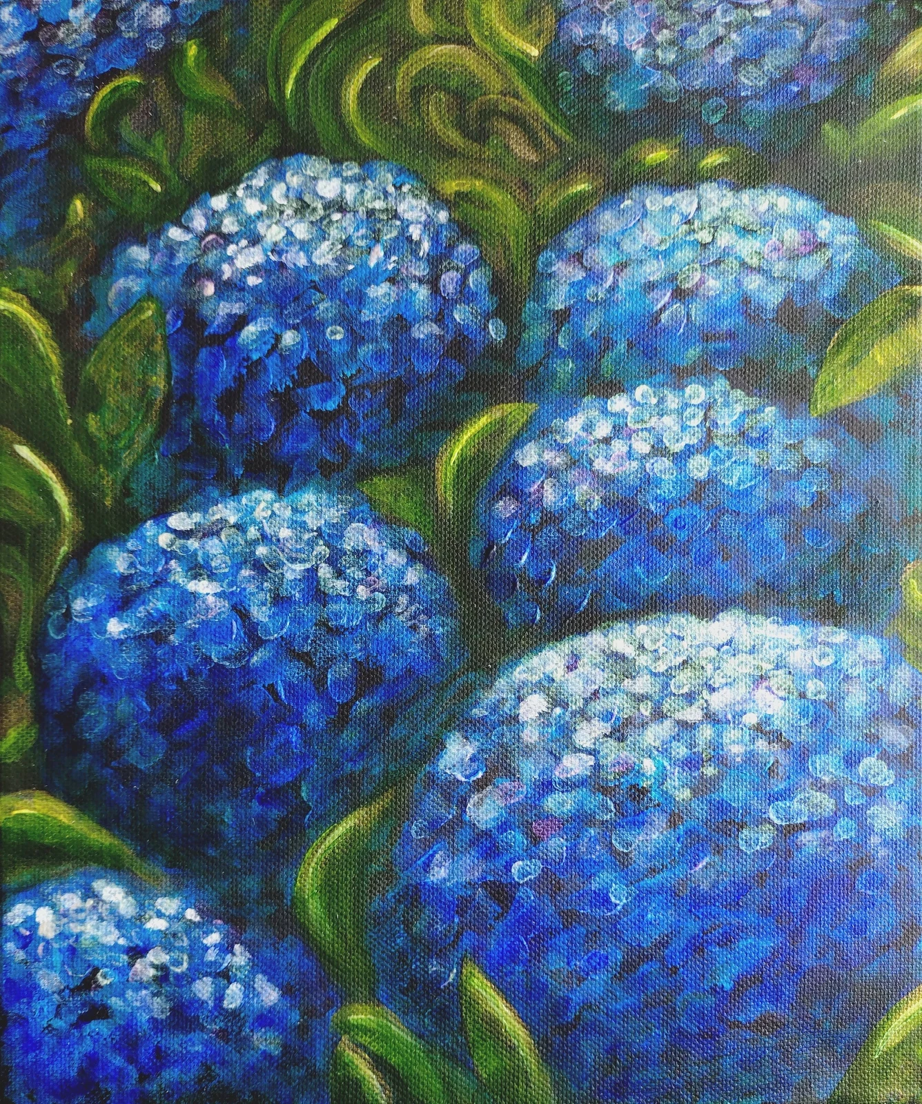 Akrylmålning Hortensia av Kaje Lindfors