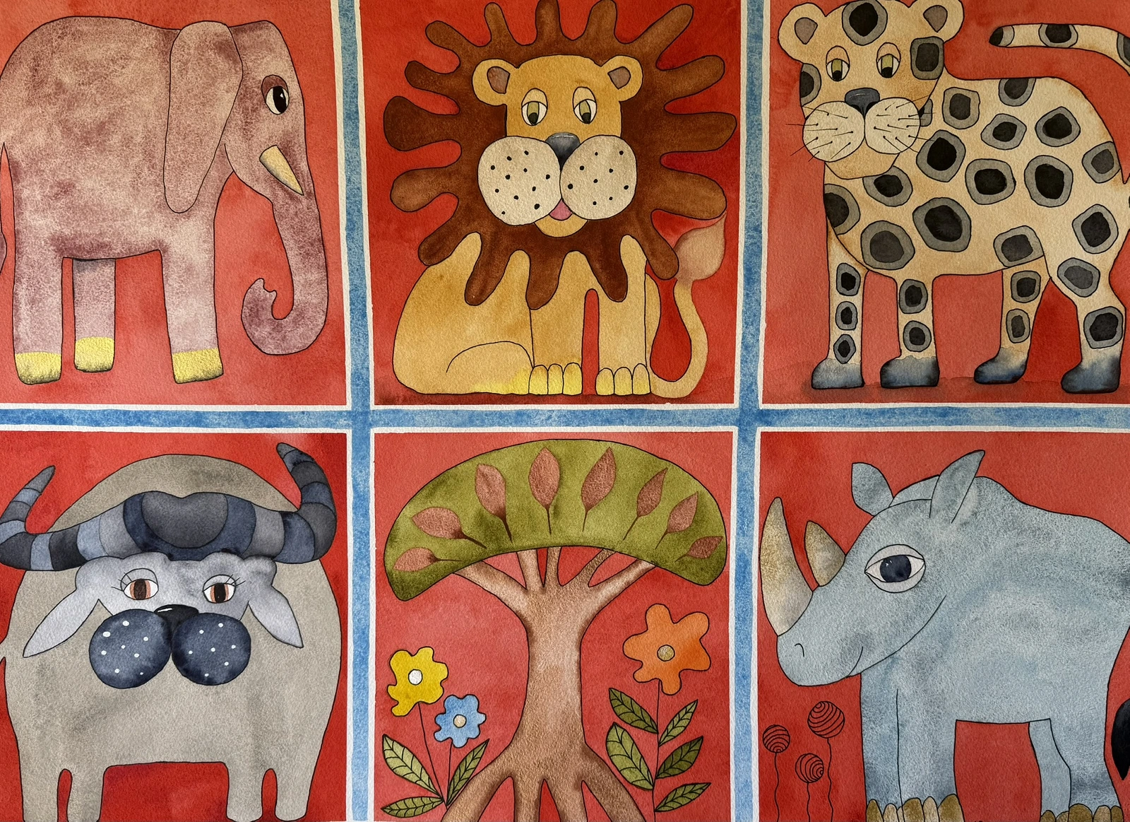 Akvarell High Five av Katarina Åsberg