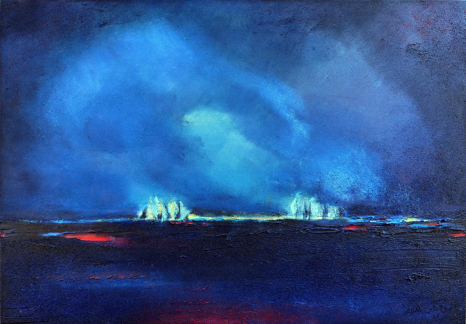 Oljemålning Night Lights av Olena Sloboda