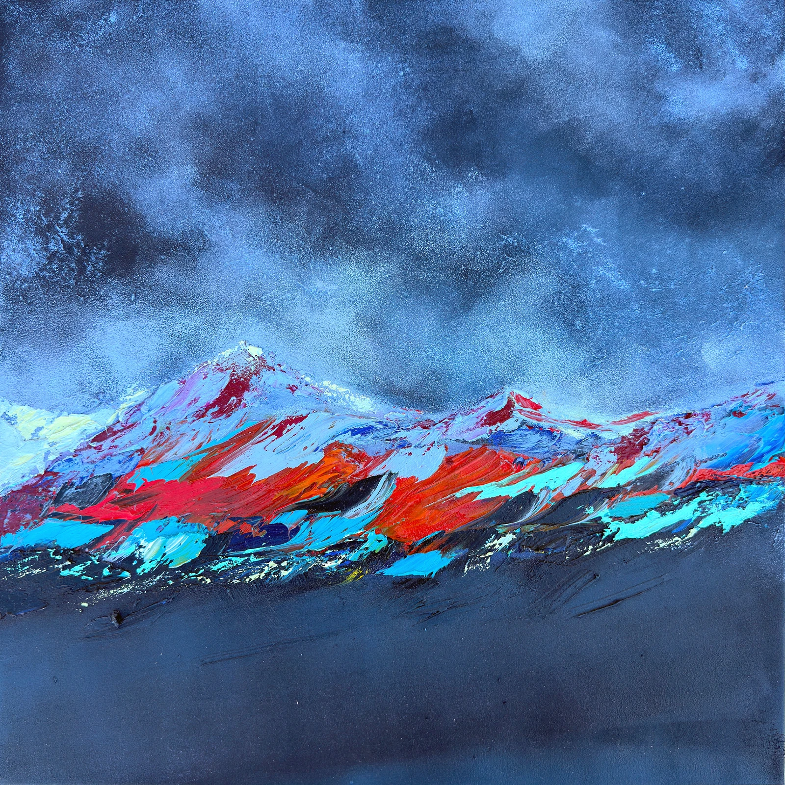 Oljemålning Breathing of Mountains av Olena Sloboda