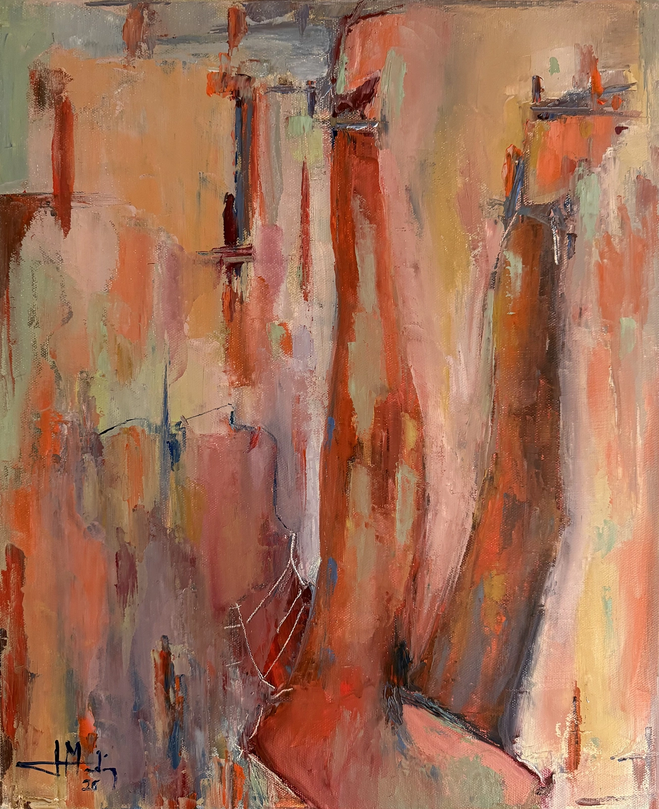 Oljemålning L âme en mouvemenr (the soul in movement) av Joao Medina