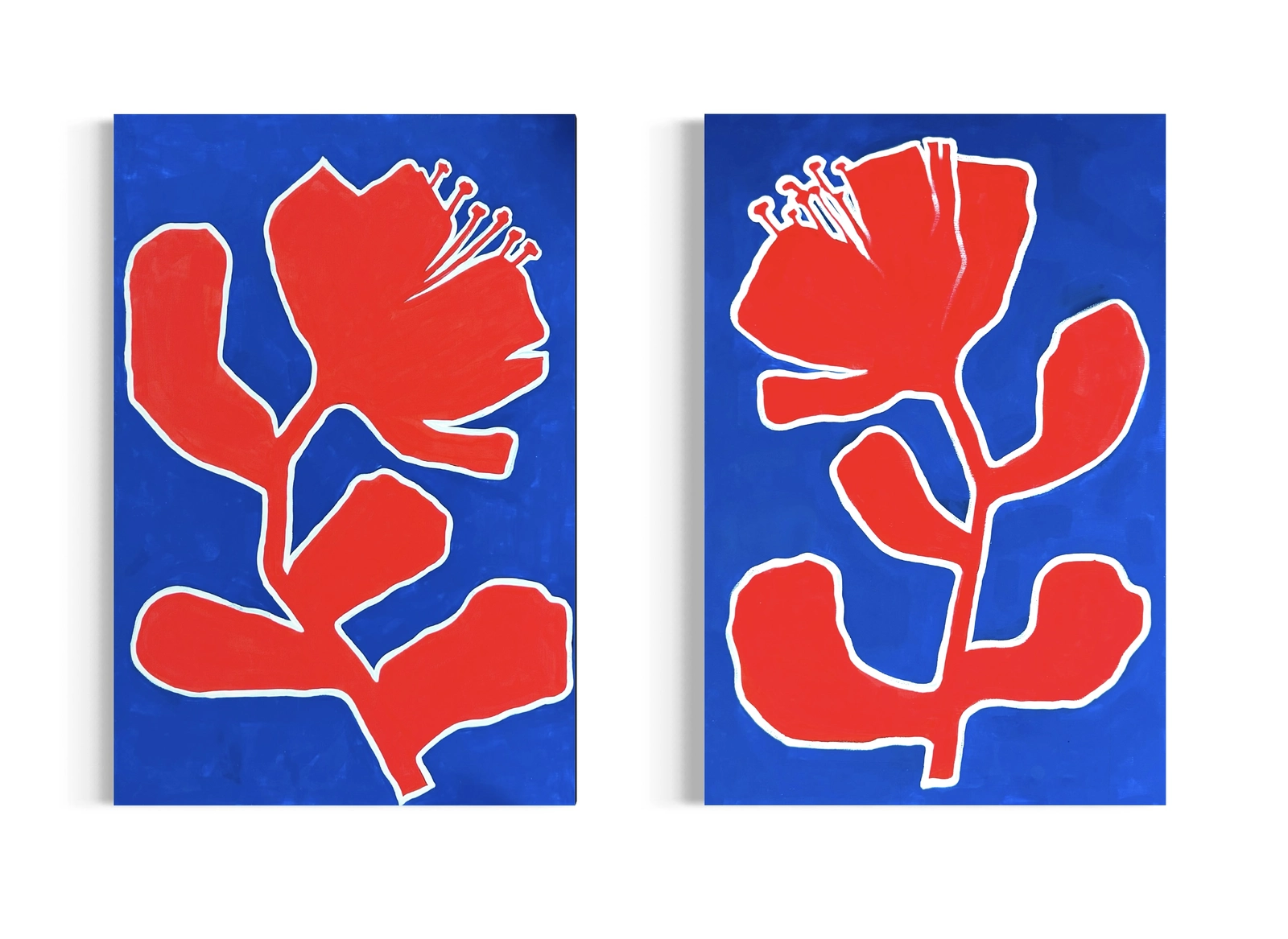 Akrylmålning Röda blommor diptych av Ekaterina Dutkevich