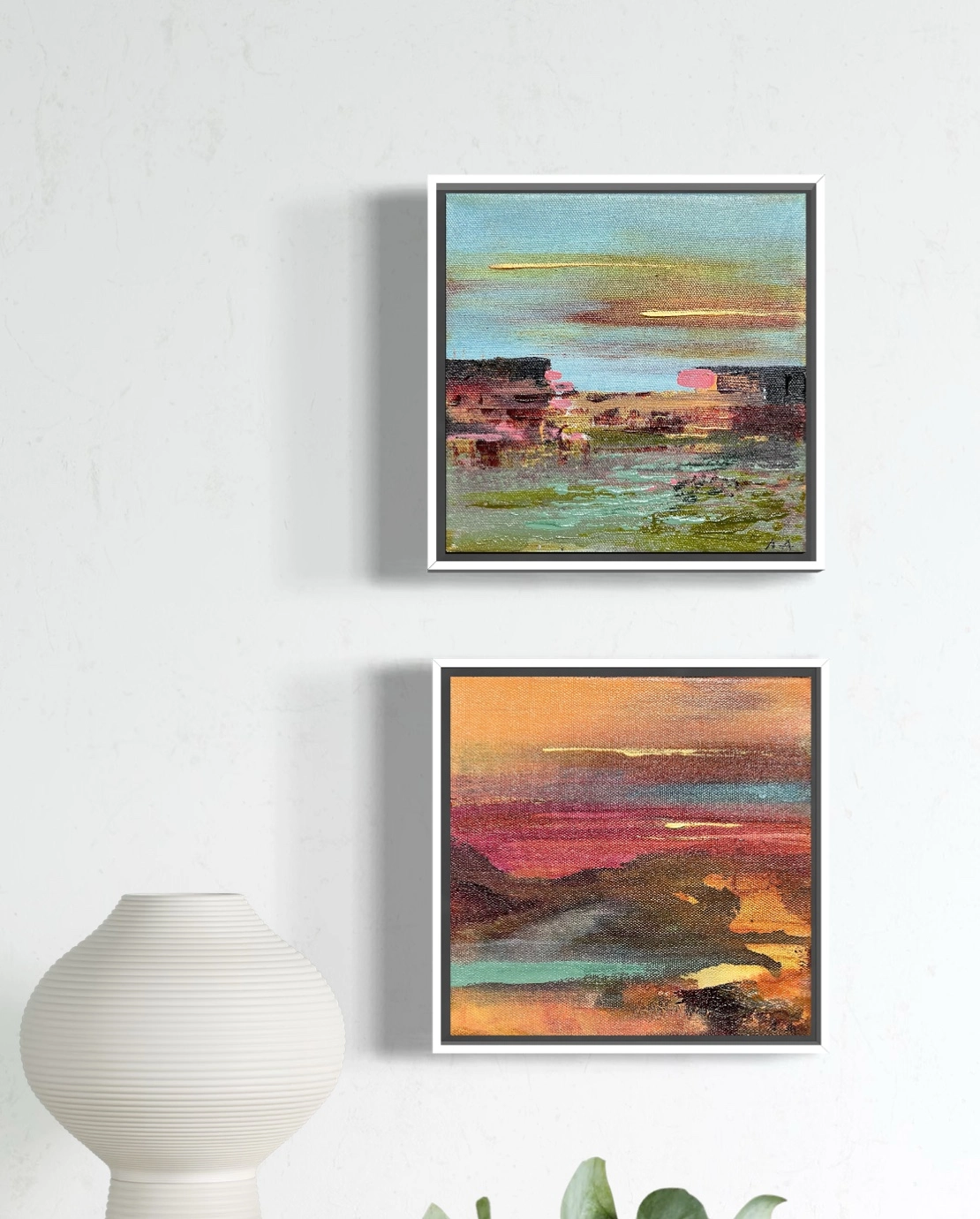Akrylmålning Krimson Horizon Nordic Glow av Anne-lee Andersson