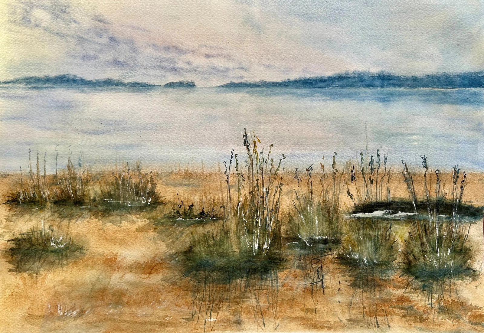 Akvarell Stranden av Inger Axbrink