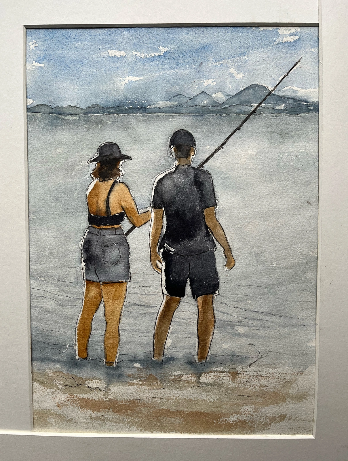 Akvarell Gone Fishing av Barbara Månsson