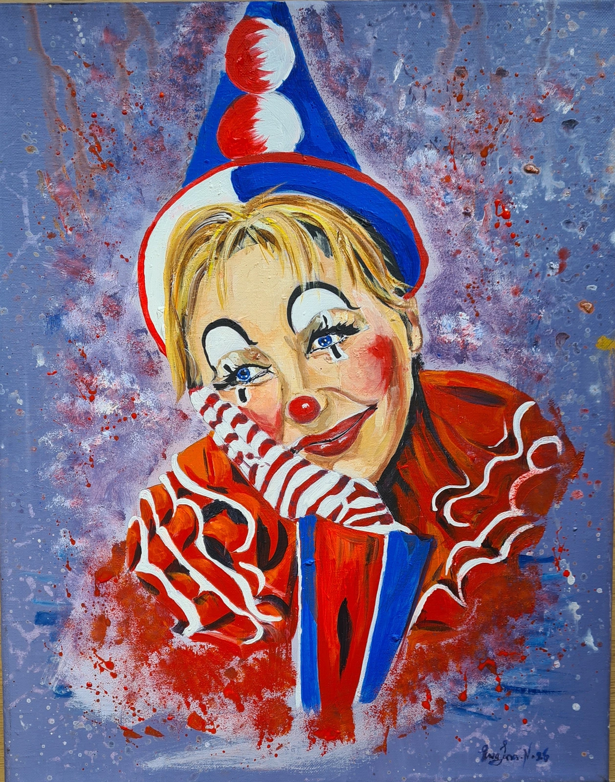 Akrylmålning Clown av Eva-lena Nilsson