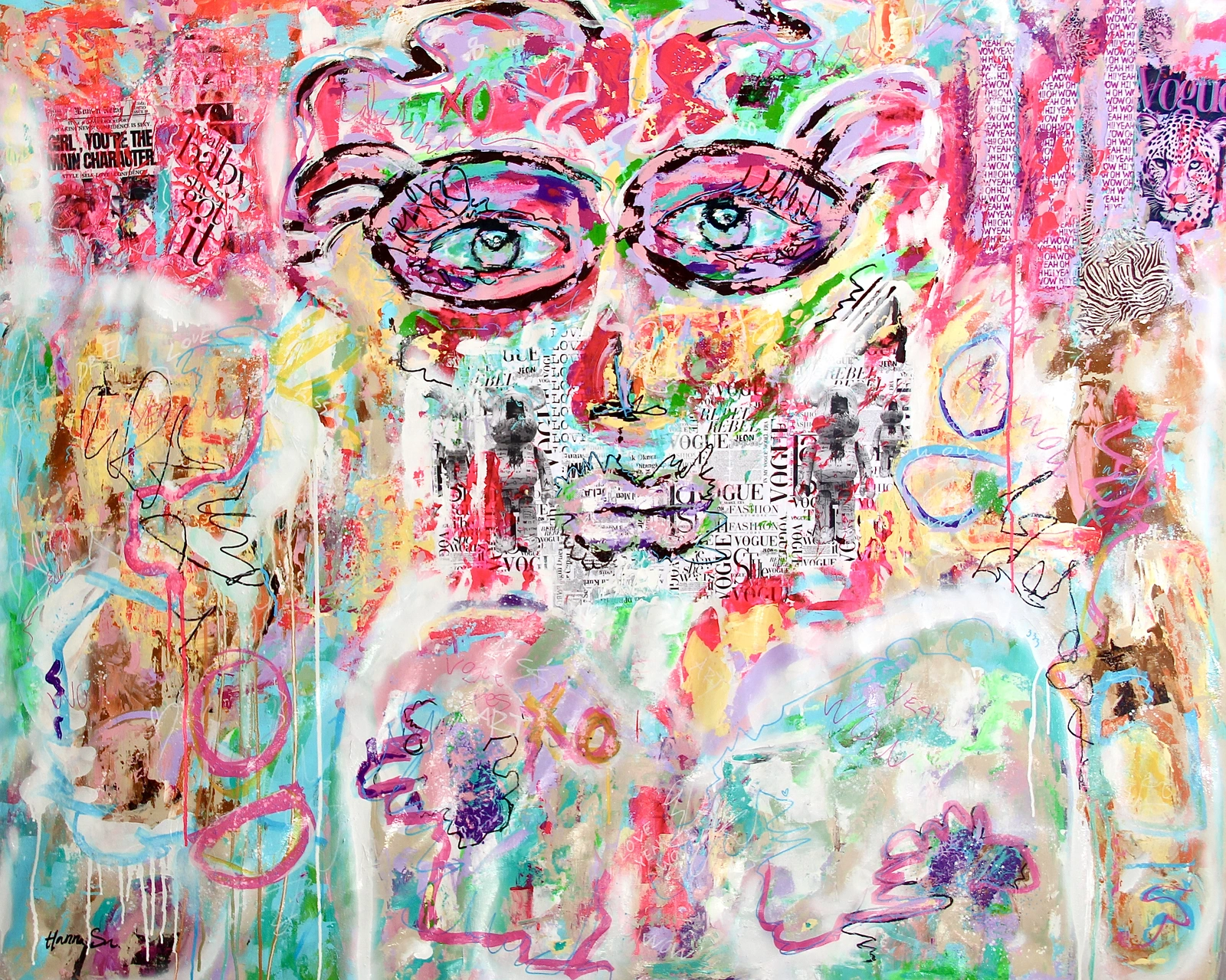 YEAH WOW, Colorful Abstract Portrait av Hanna Sander