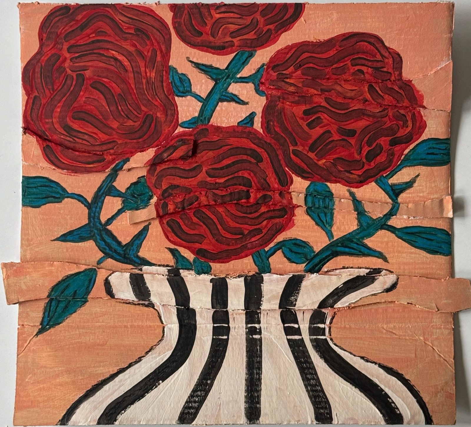 Flowers in striped pot av Ewa Domagala